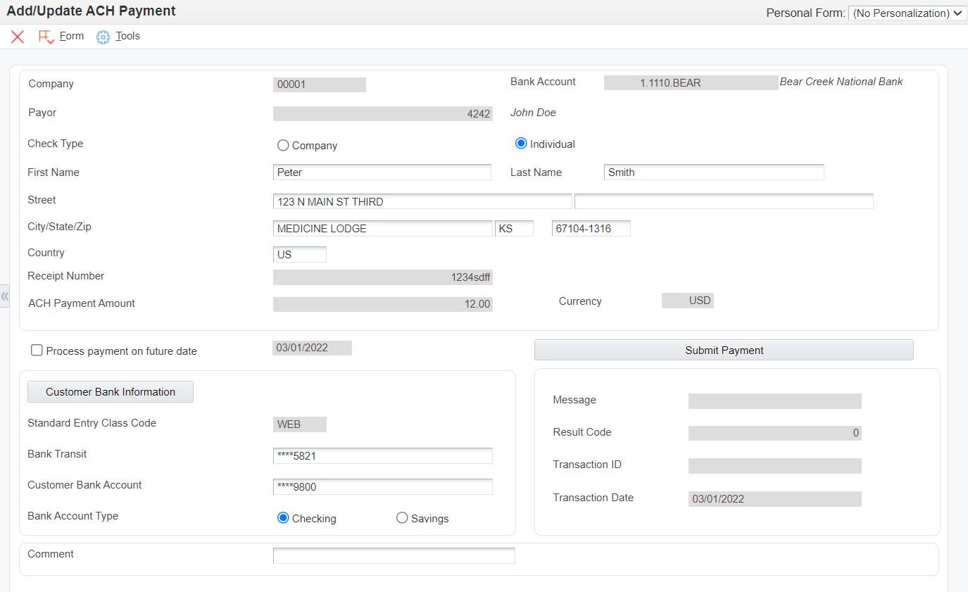 sample ach invoice template