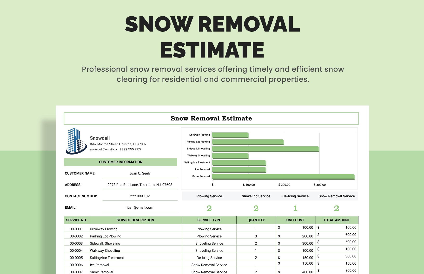 sample snow removal estimate template