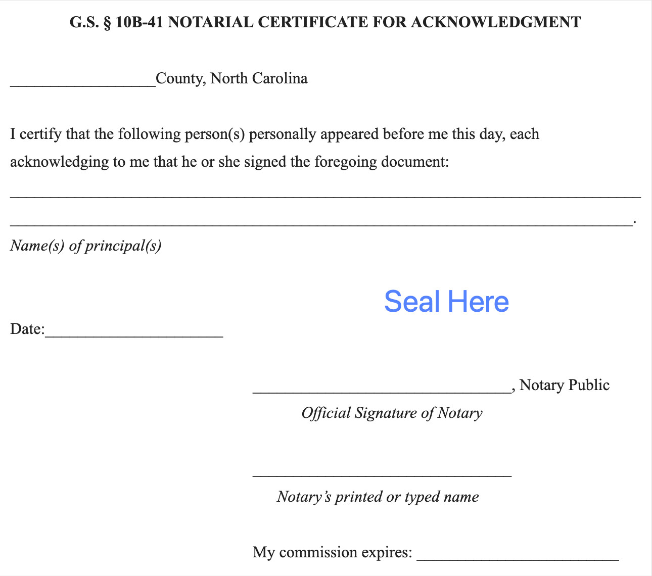 sample Notary Certificate template