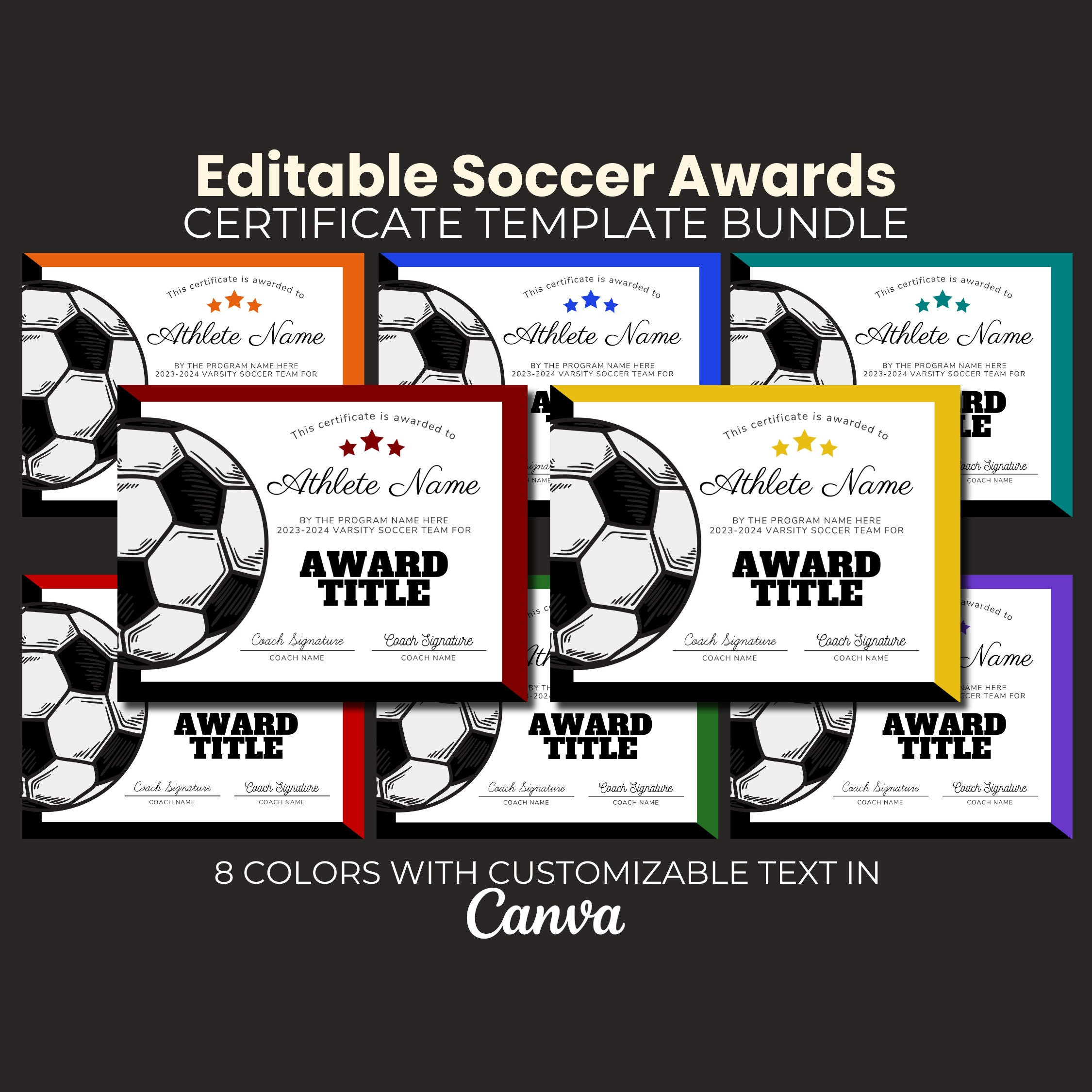 sample soccer award certificate template