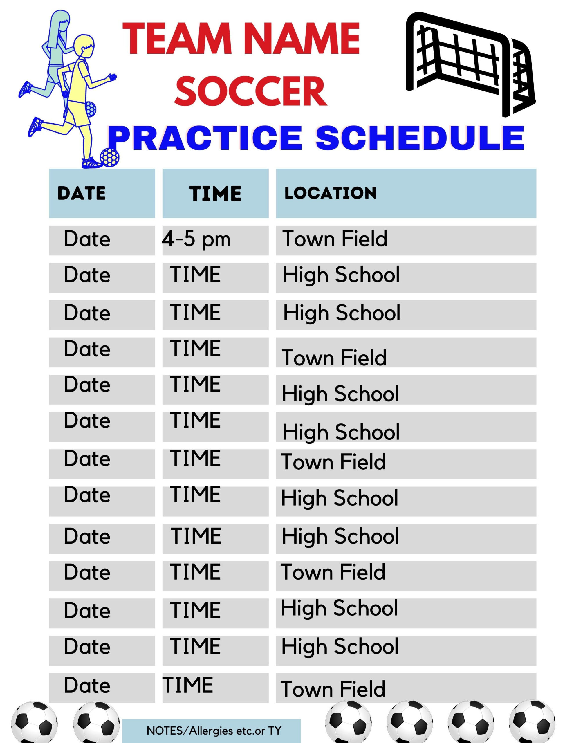 sample soccer practice planner template