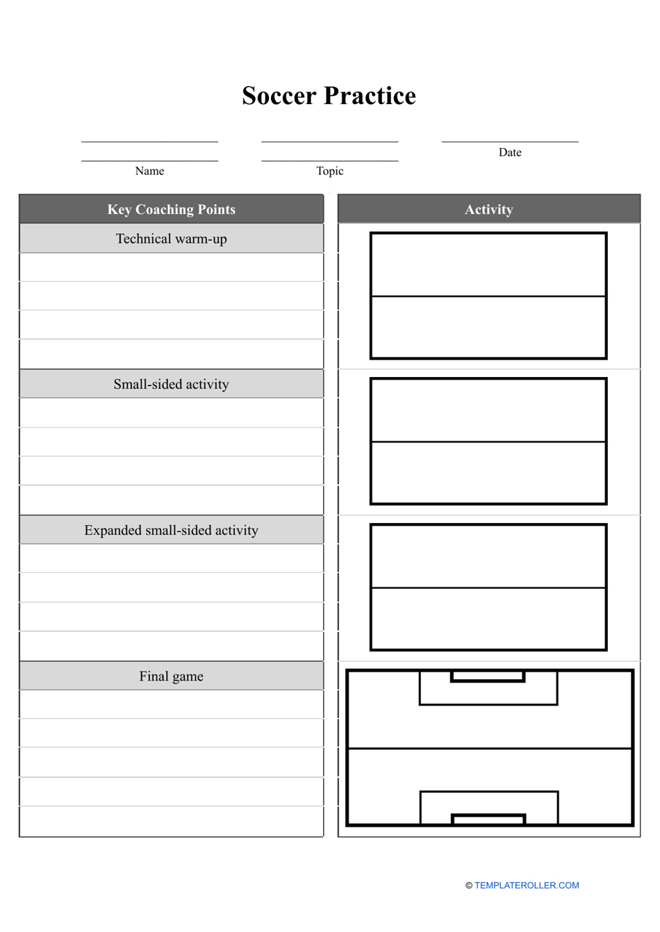 sample soccer practice planner template