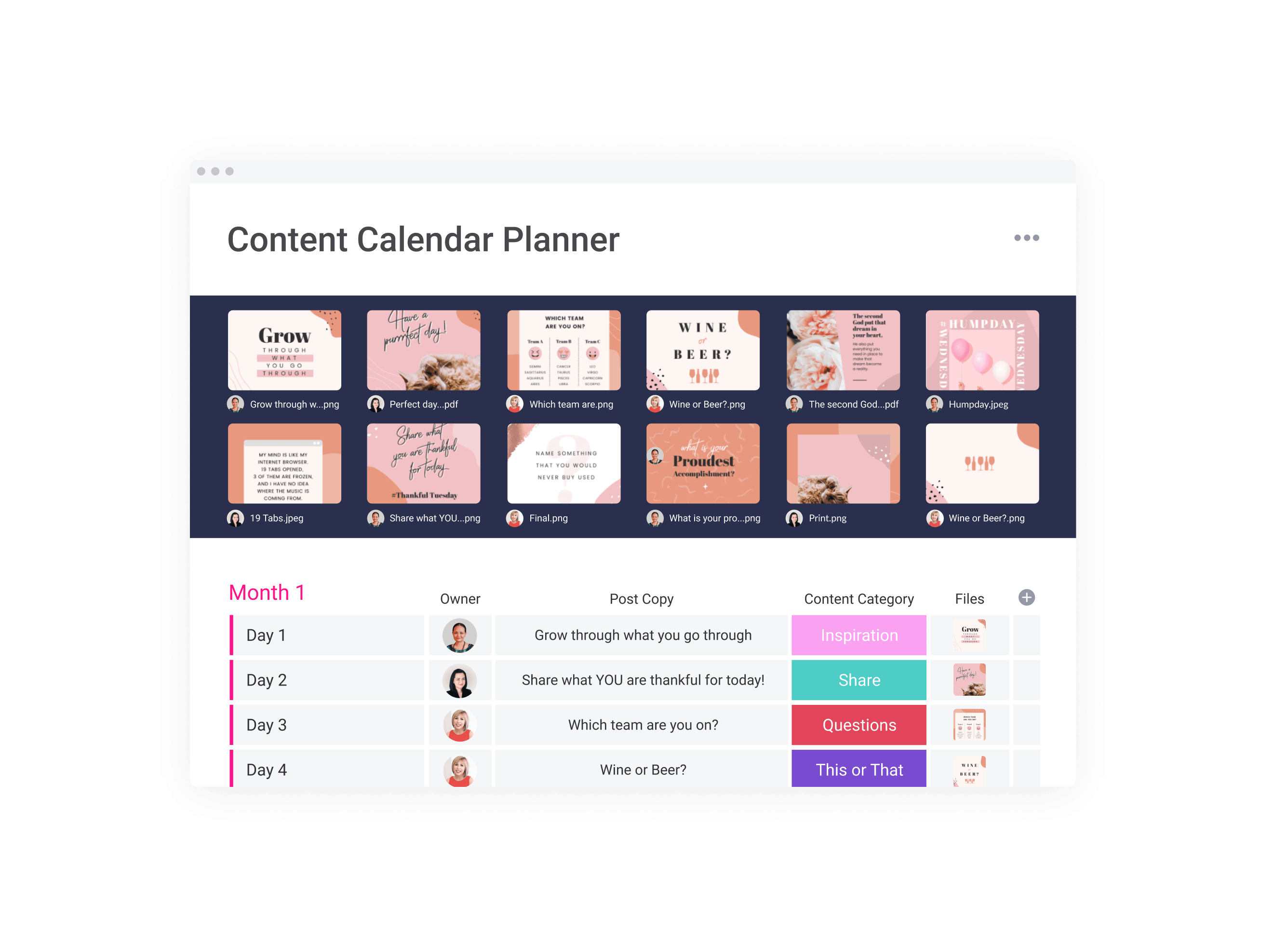 sample social media planning template