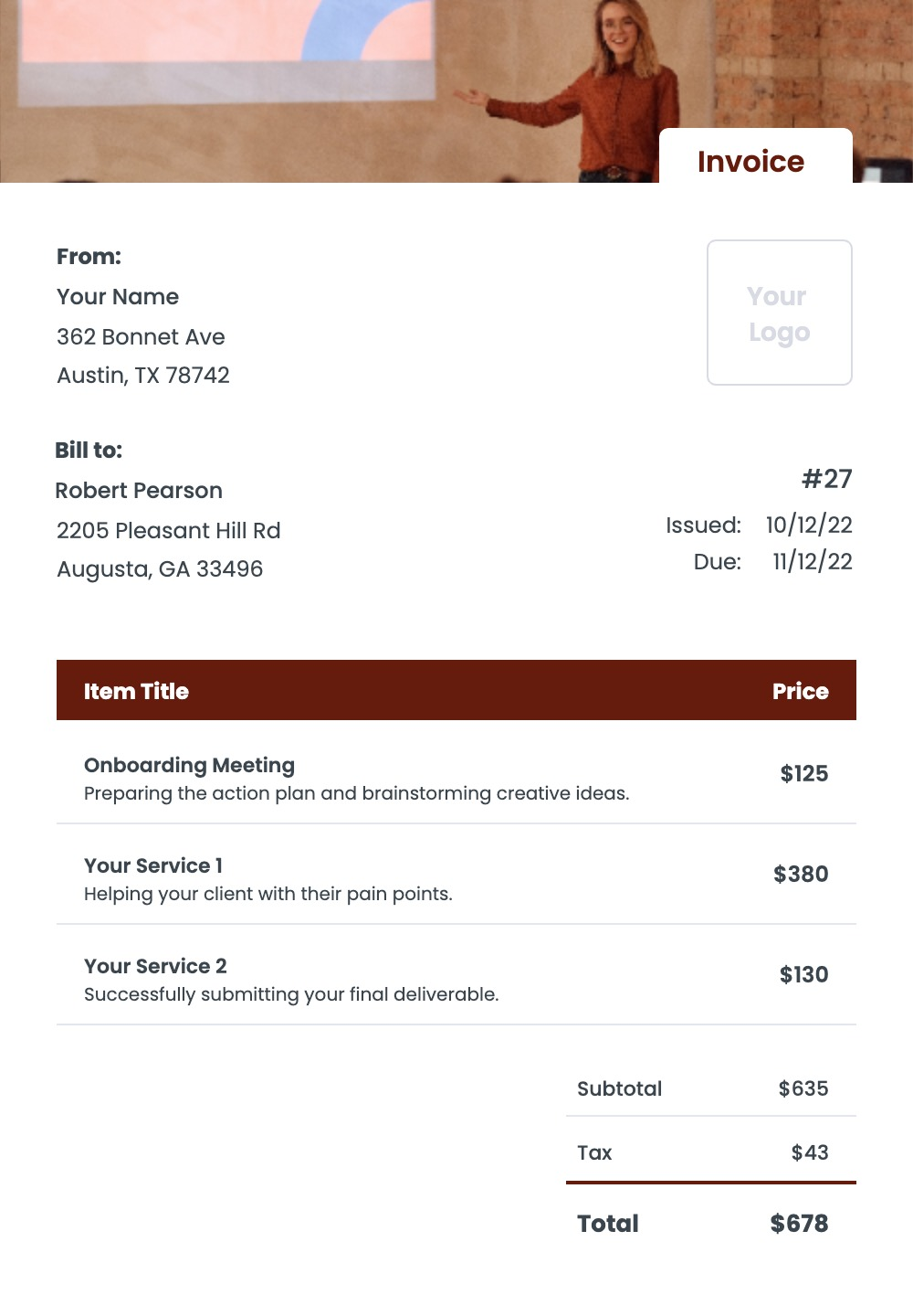 sample speaker invoice template