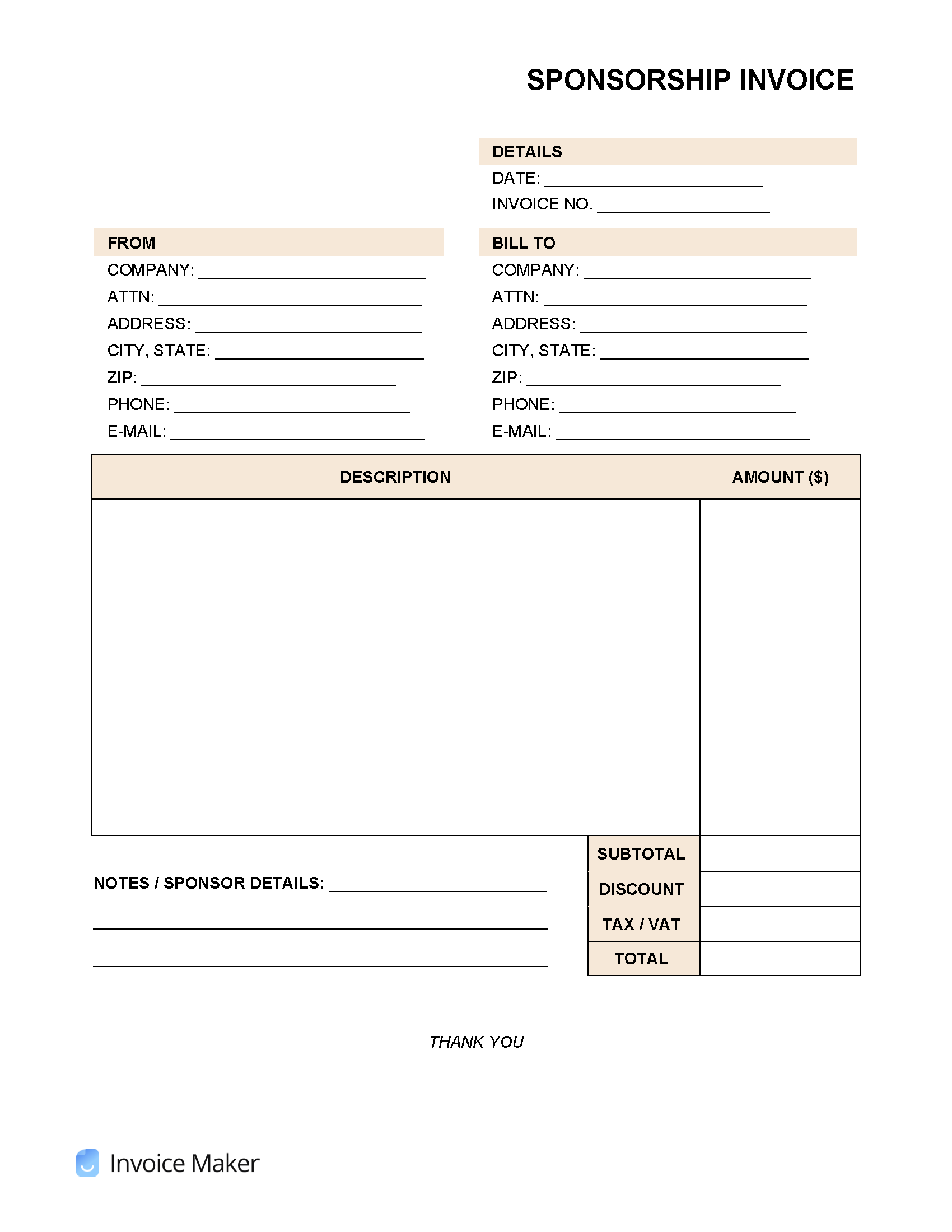 sample sponsorship invoice template