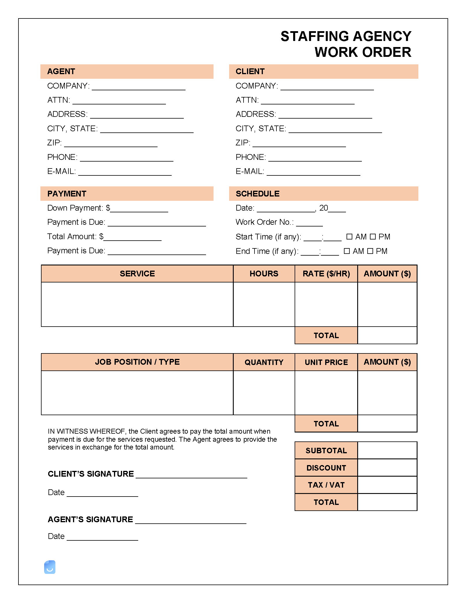 sample staffing agency invoice template