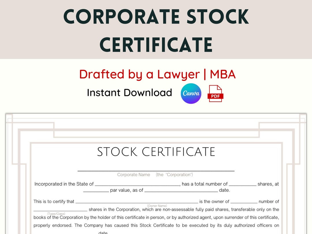 sample Corporation Share Certificate template