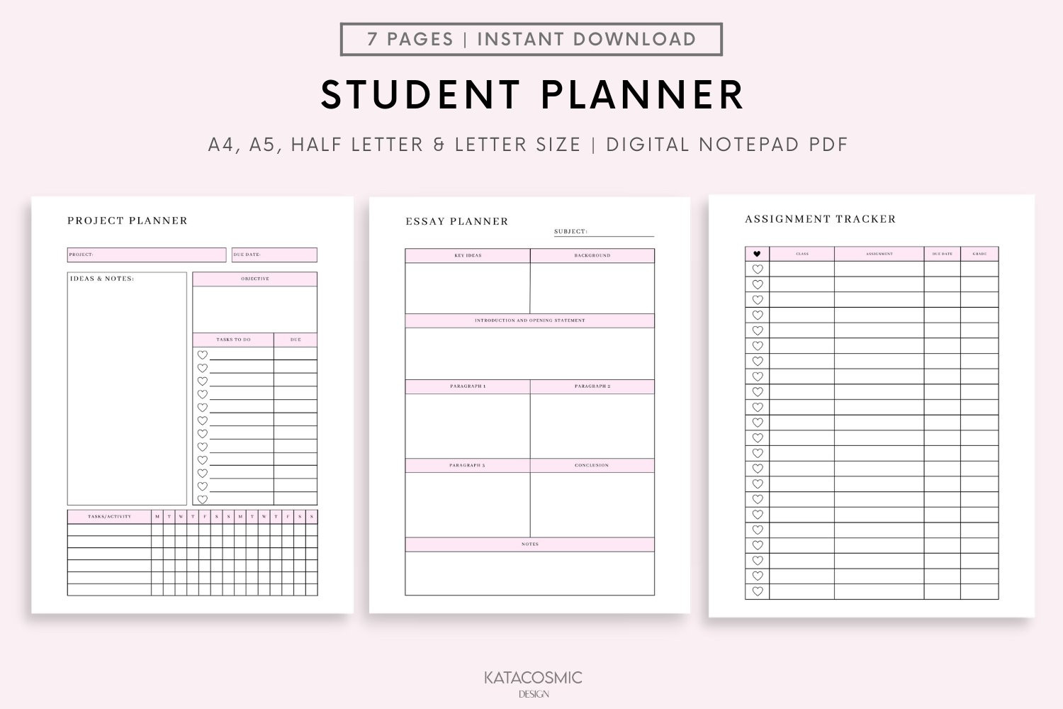 sample student planner template