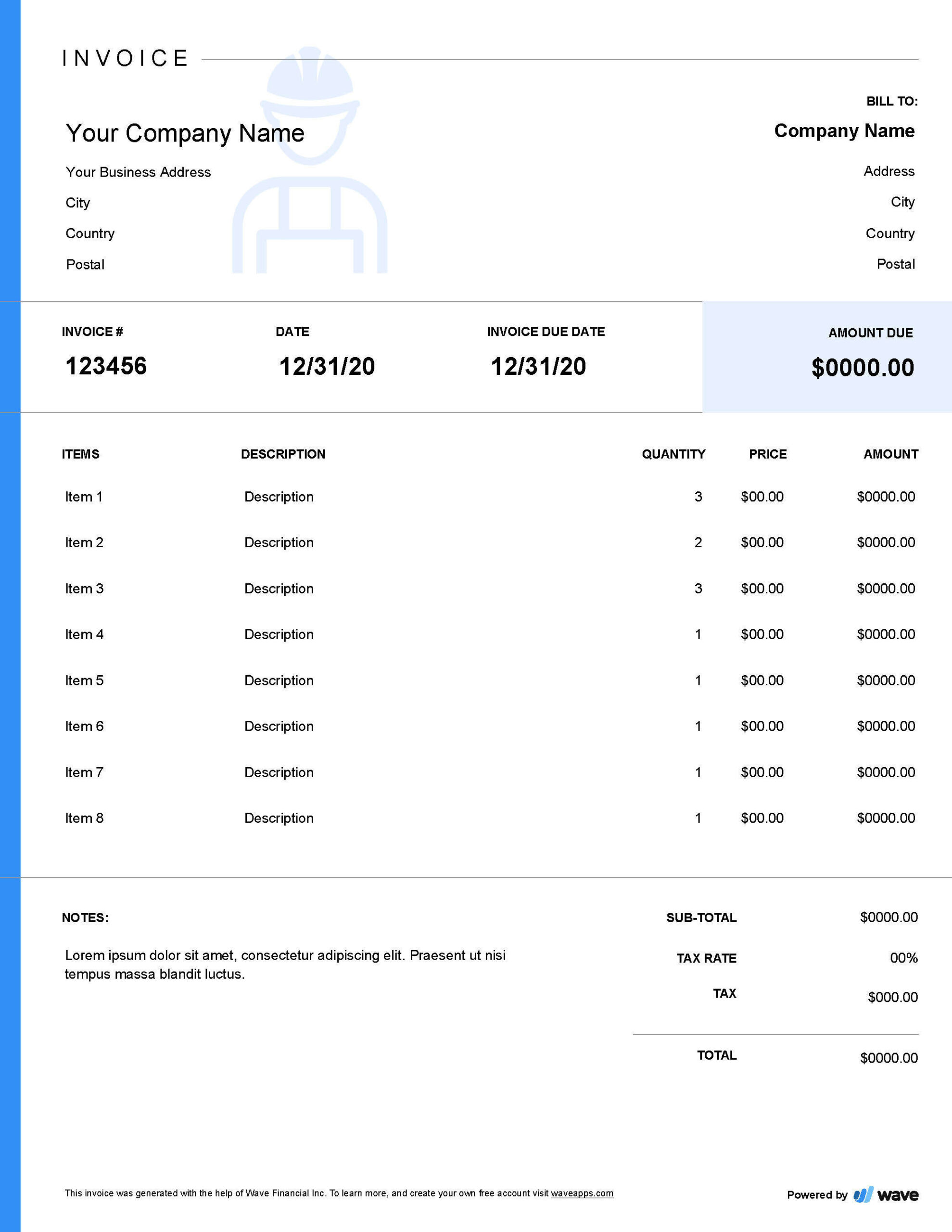 sample subcontractors invoice template