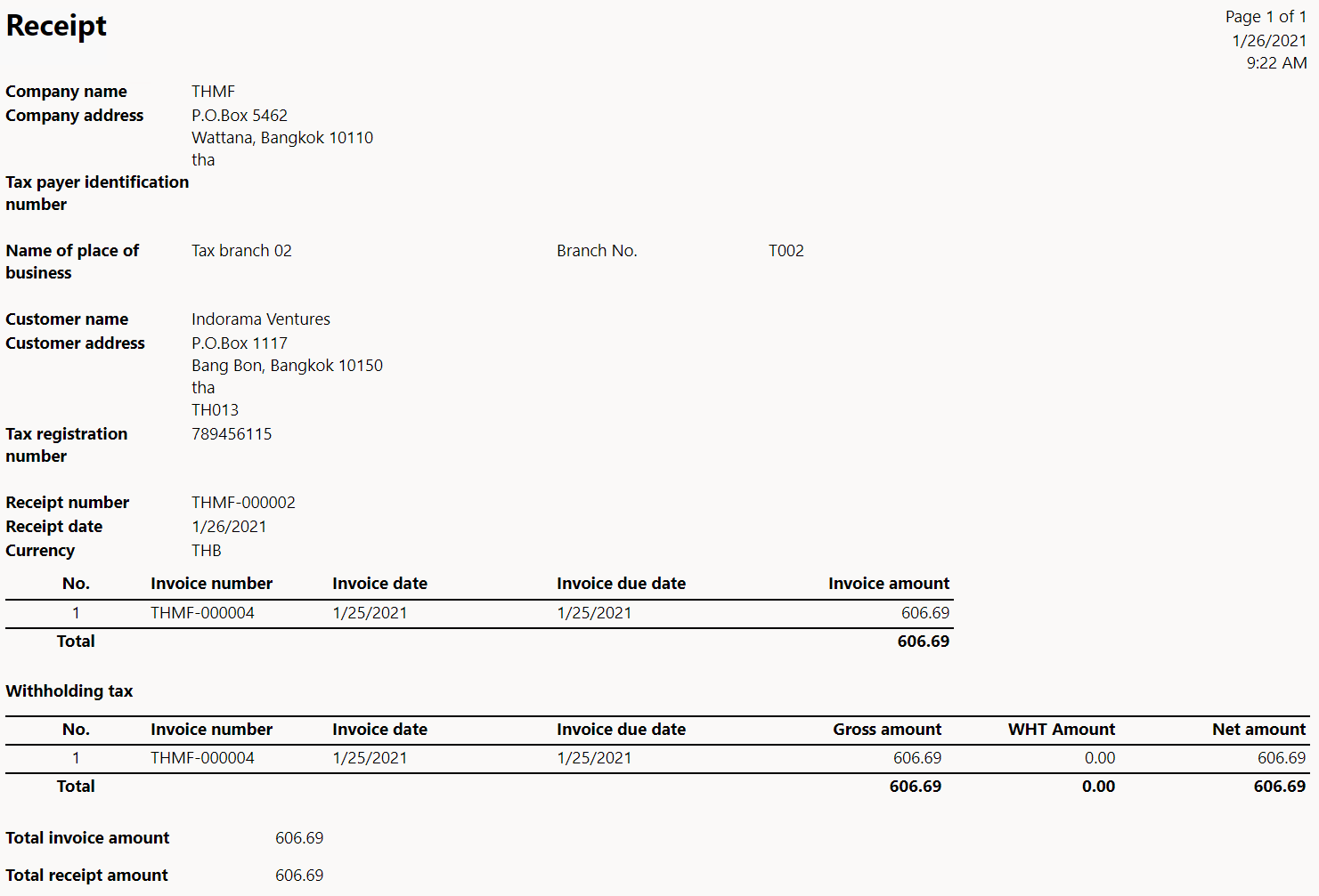 sample invoice with tax template