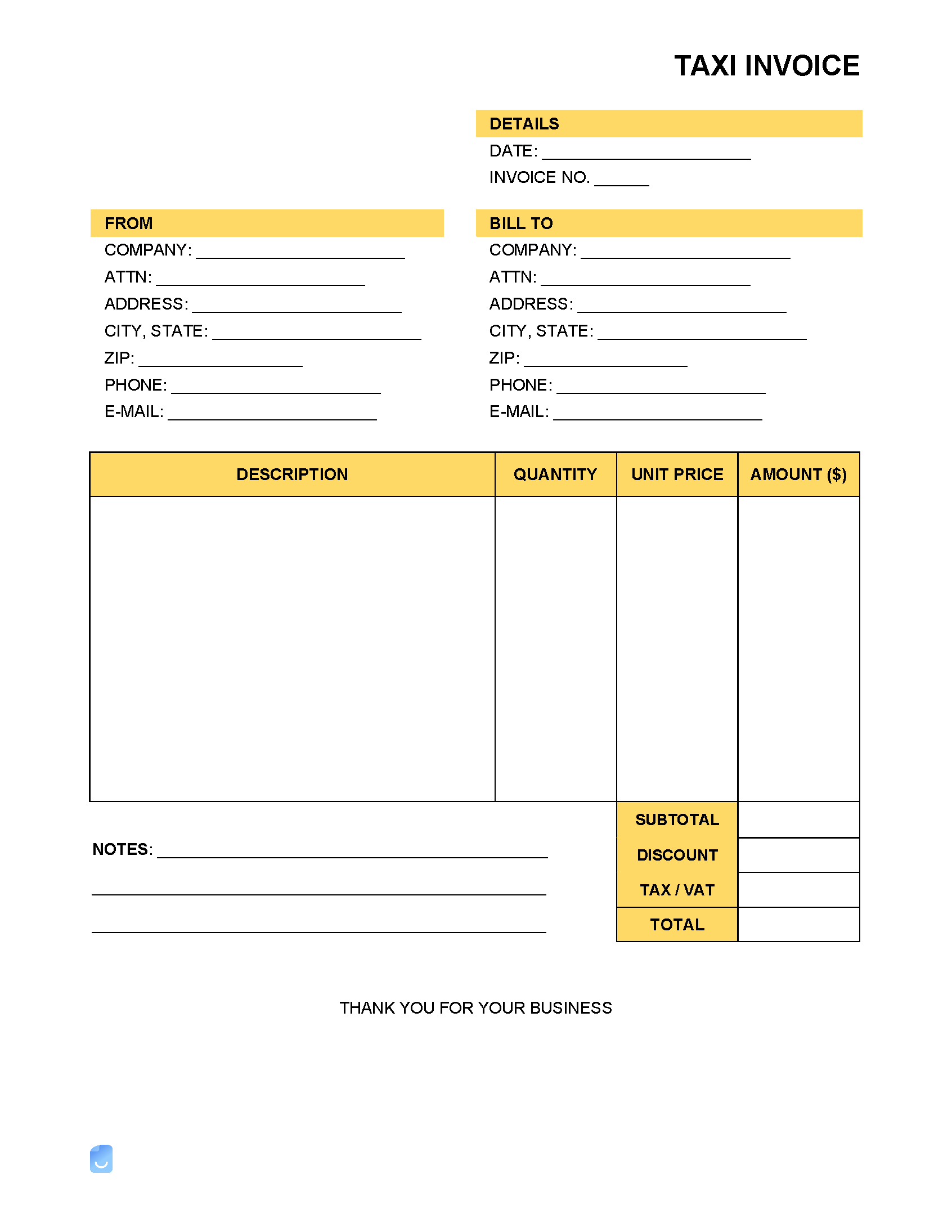 sample driver invoice template