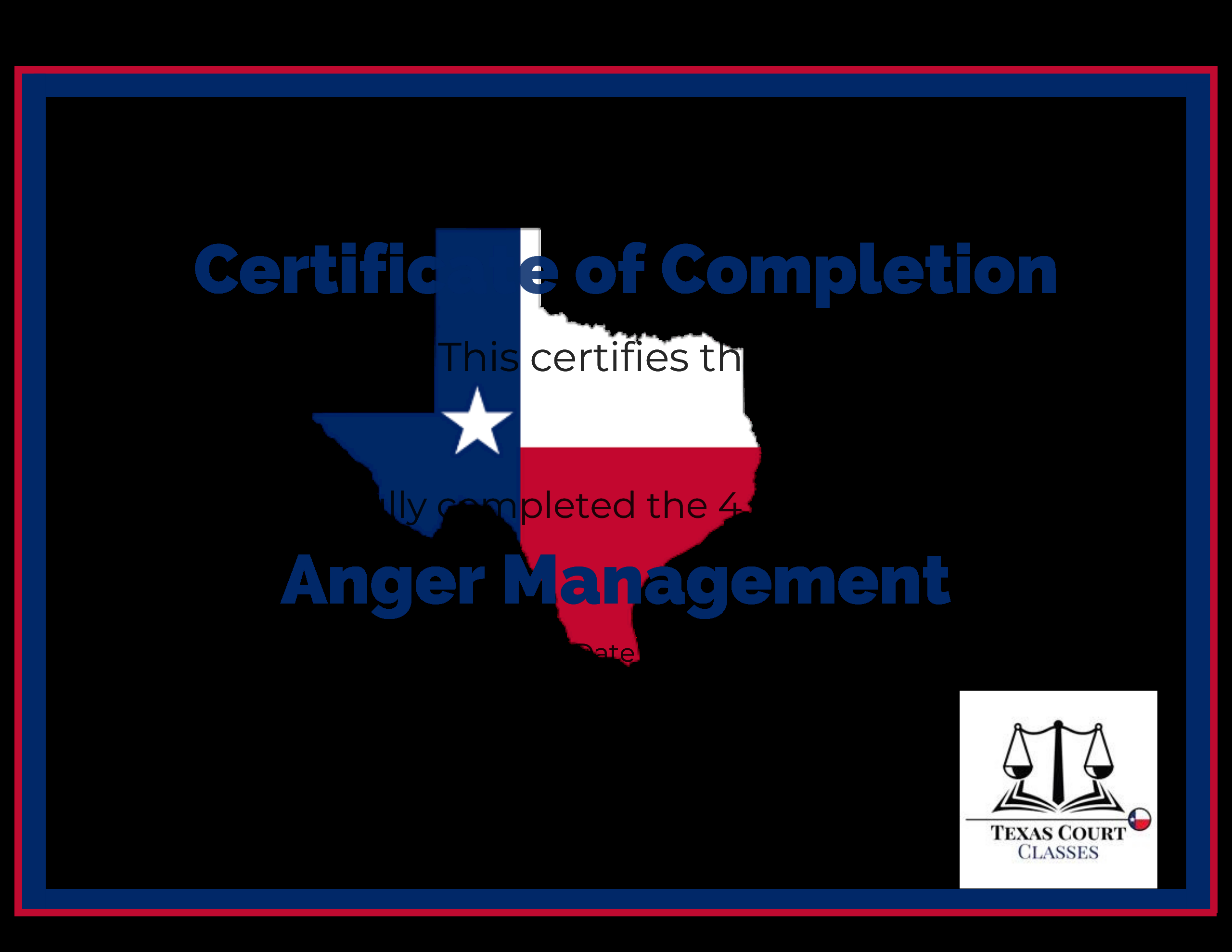 sample anger management completion certificate template