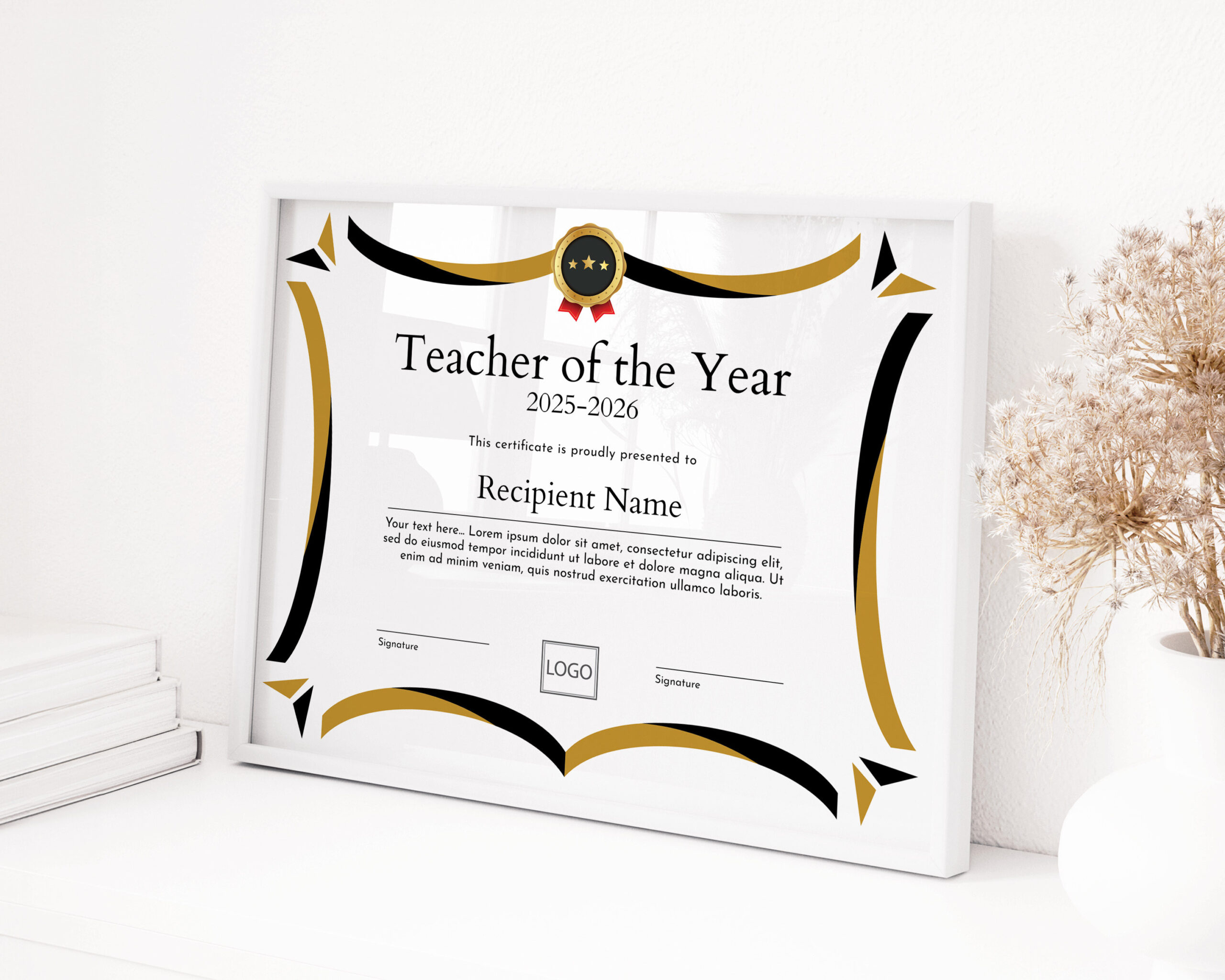 sample teacher of the year award certificate template