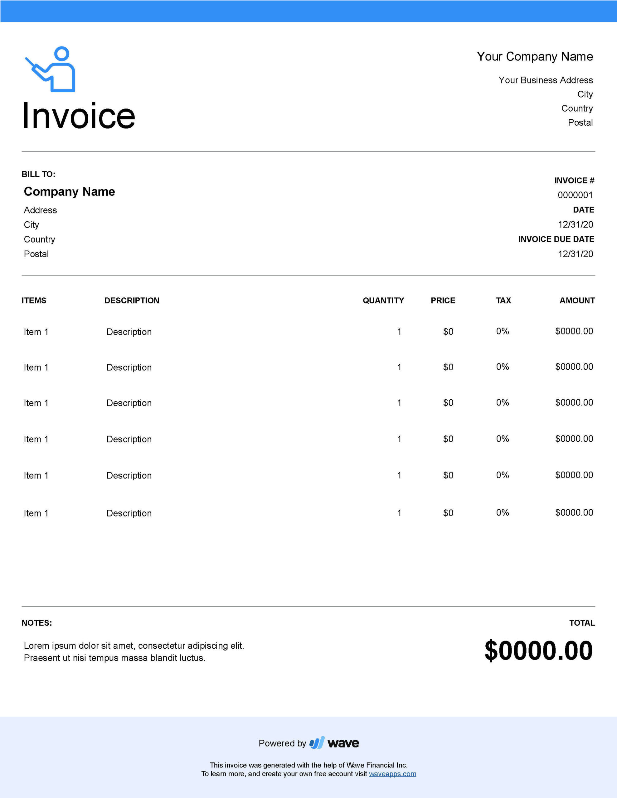 sample teacher invoice template