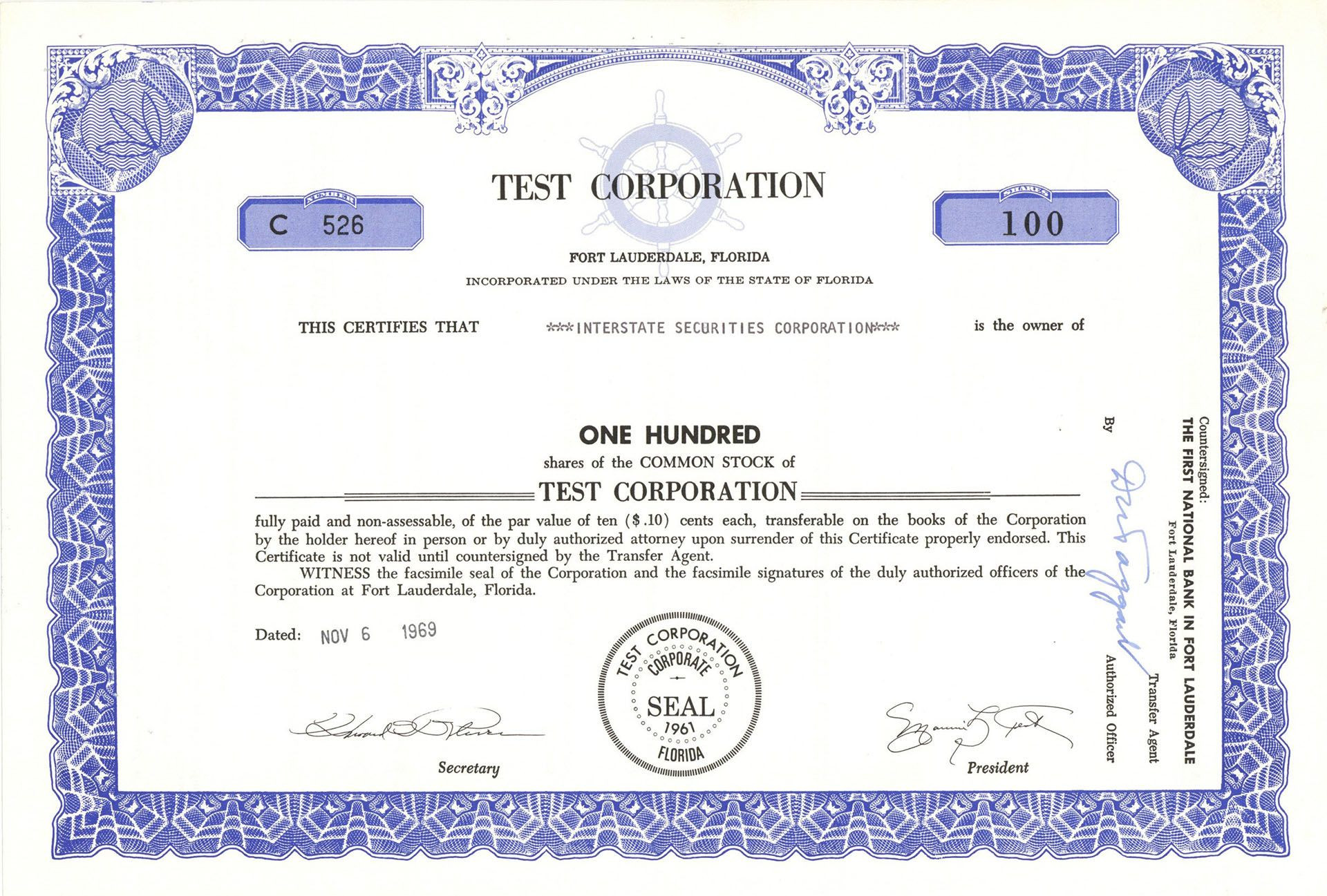 sample Corporation Share Certificate template