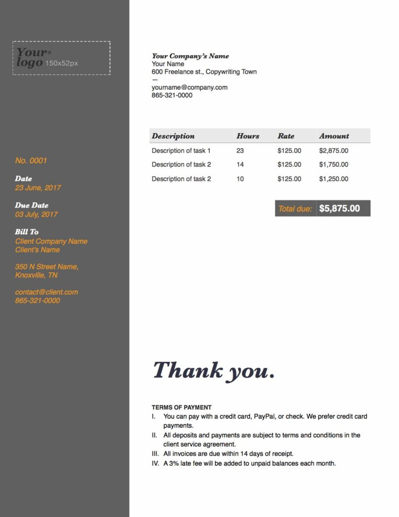 sample freelance writing invoice template