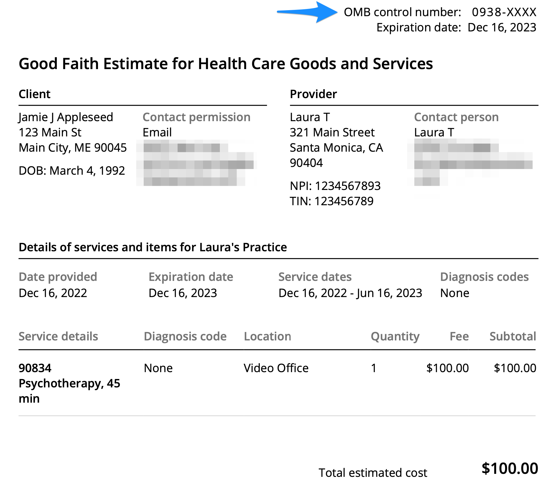 sample good faith estimate template