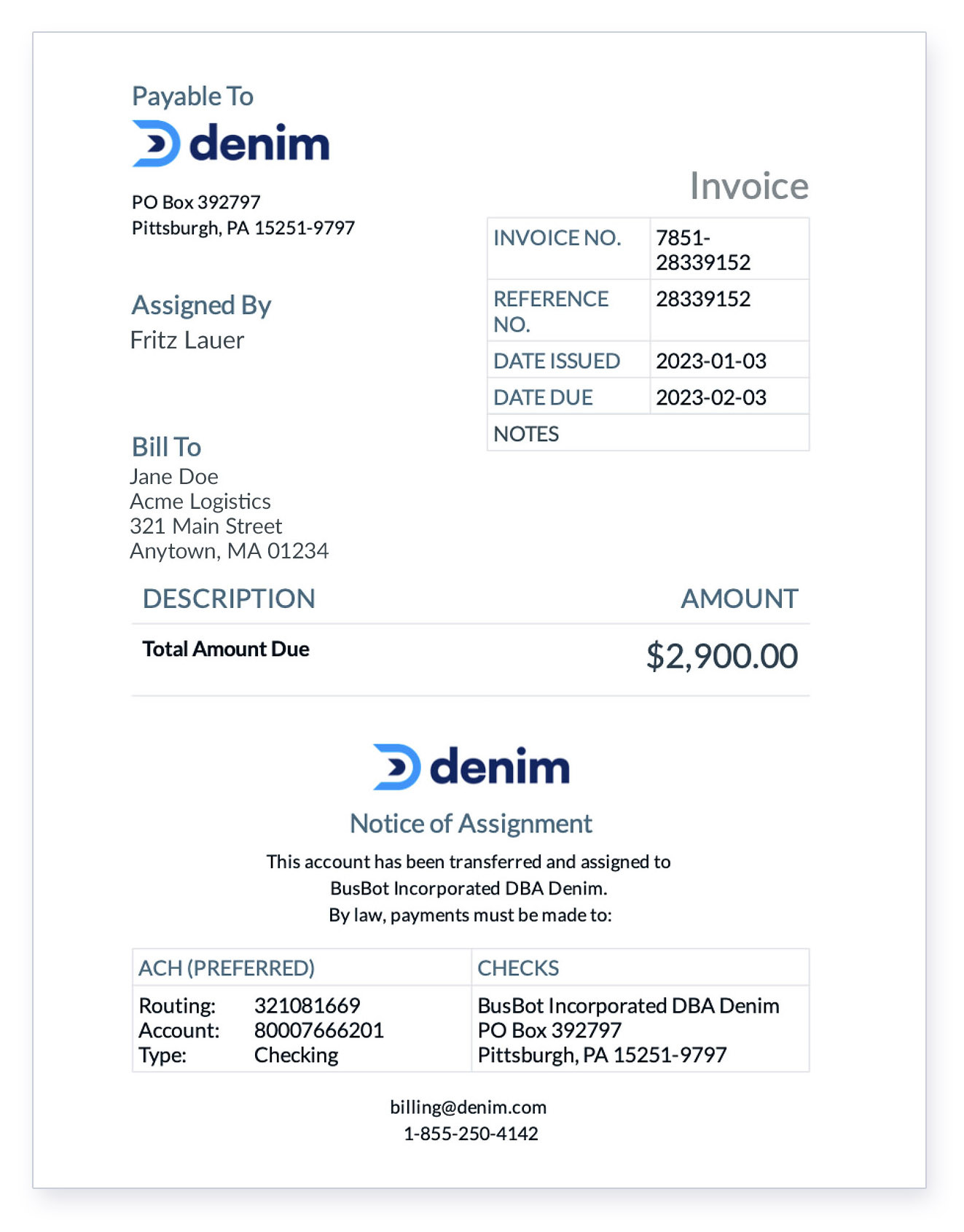 sample carrier invoice template