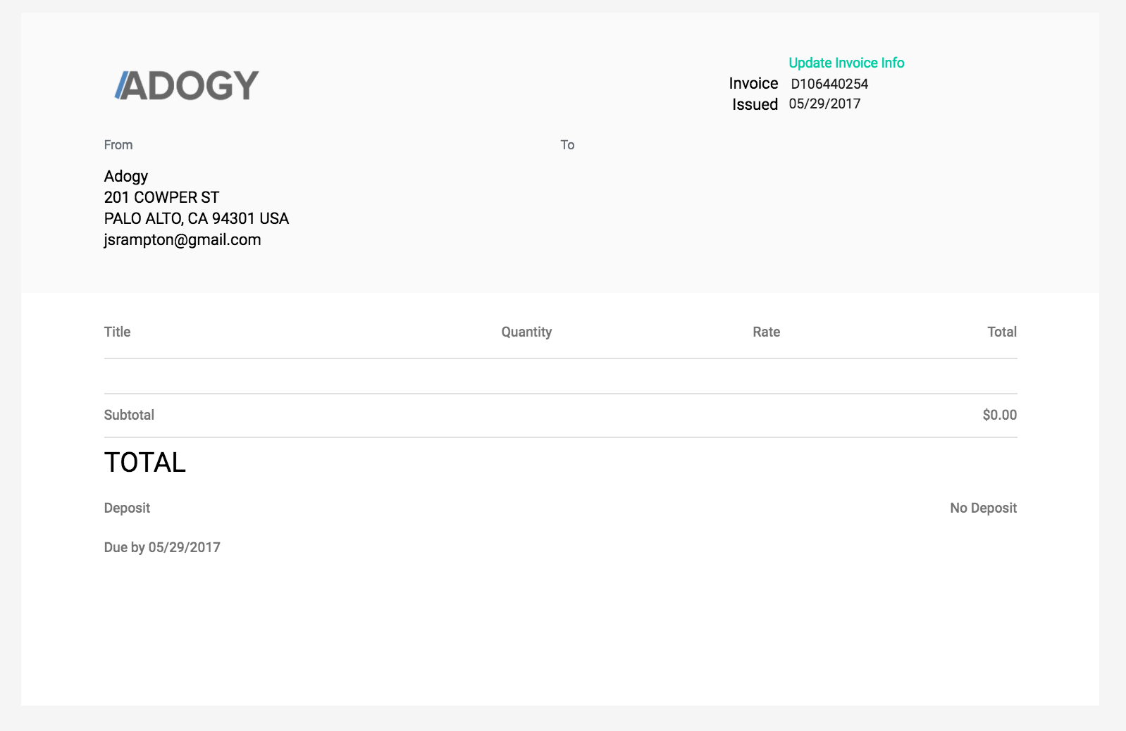 sample direct deposit invoice template