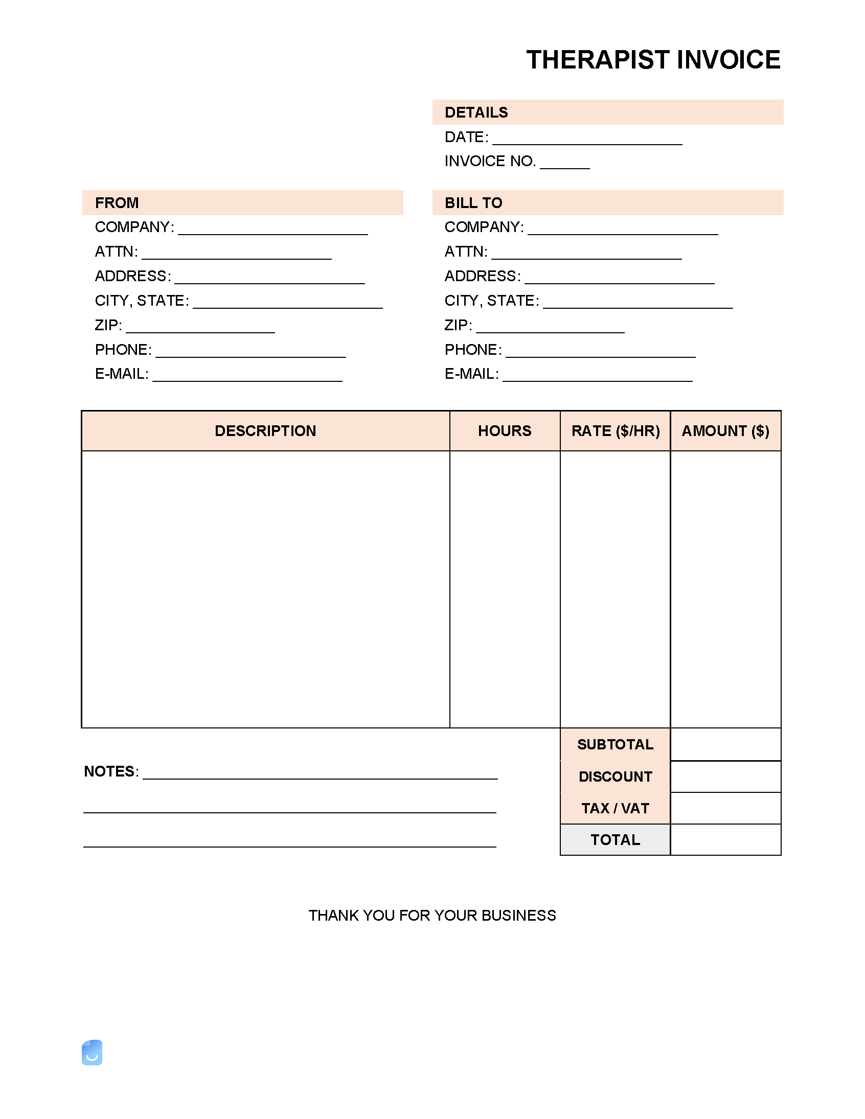 therapy invoice template