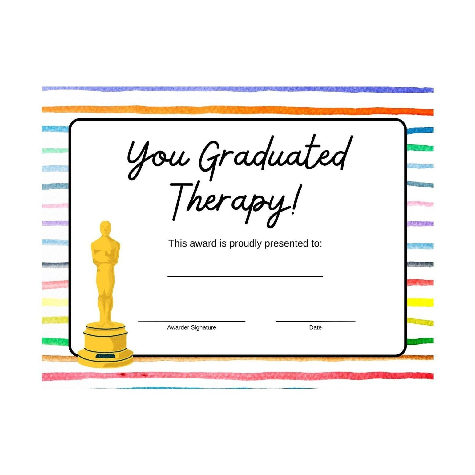 sample therapy completion certificate template