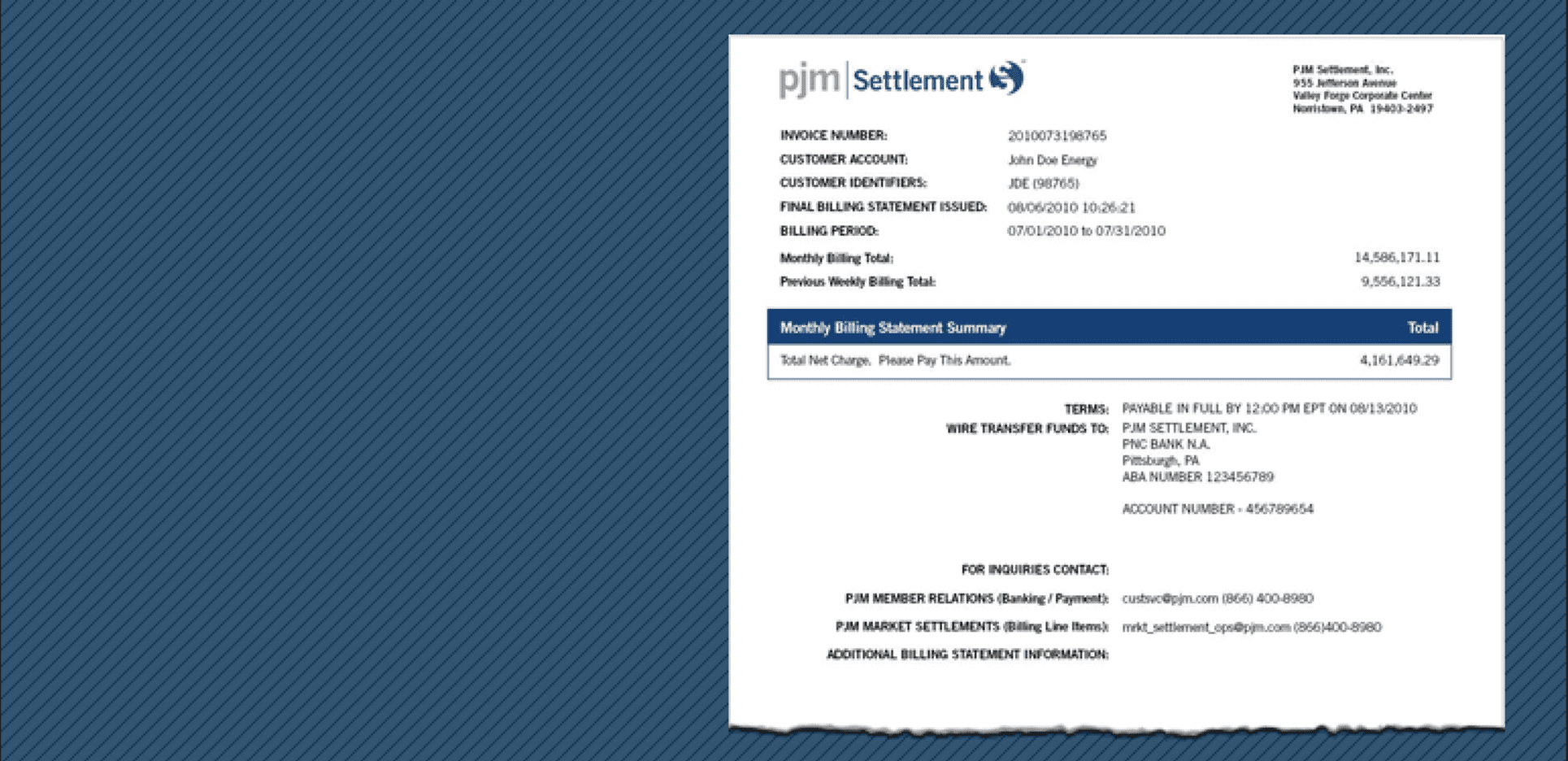 sample monthly billing statement template