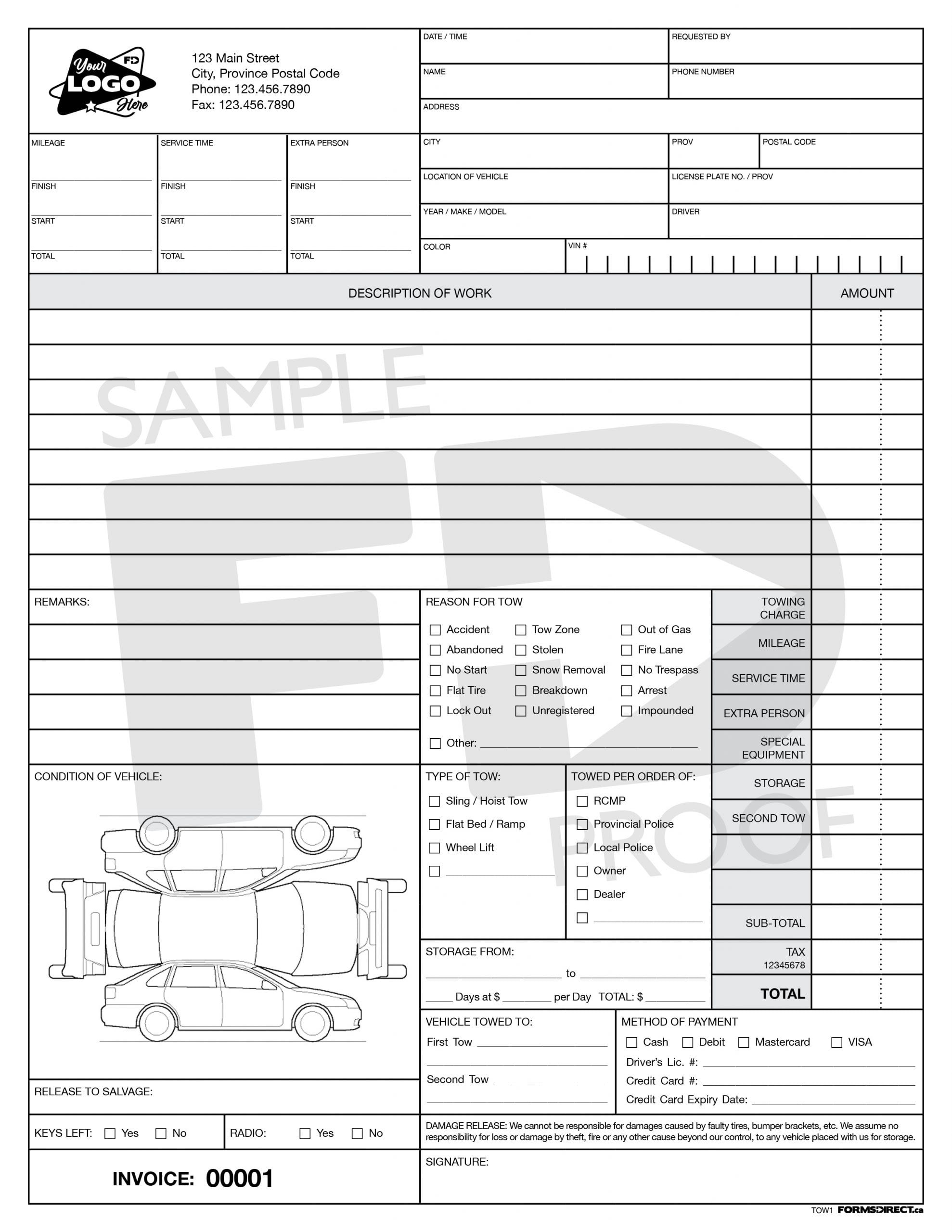 tow invoice template