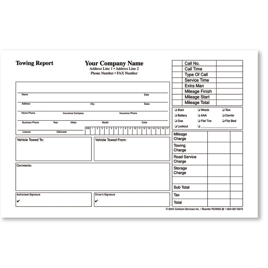 tow invoice template