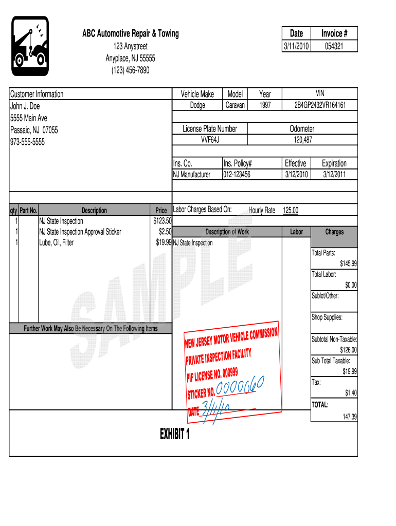 tow invoice template