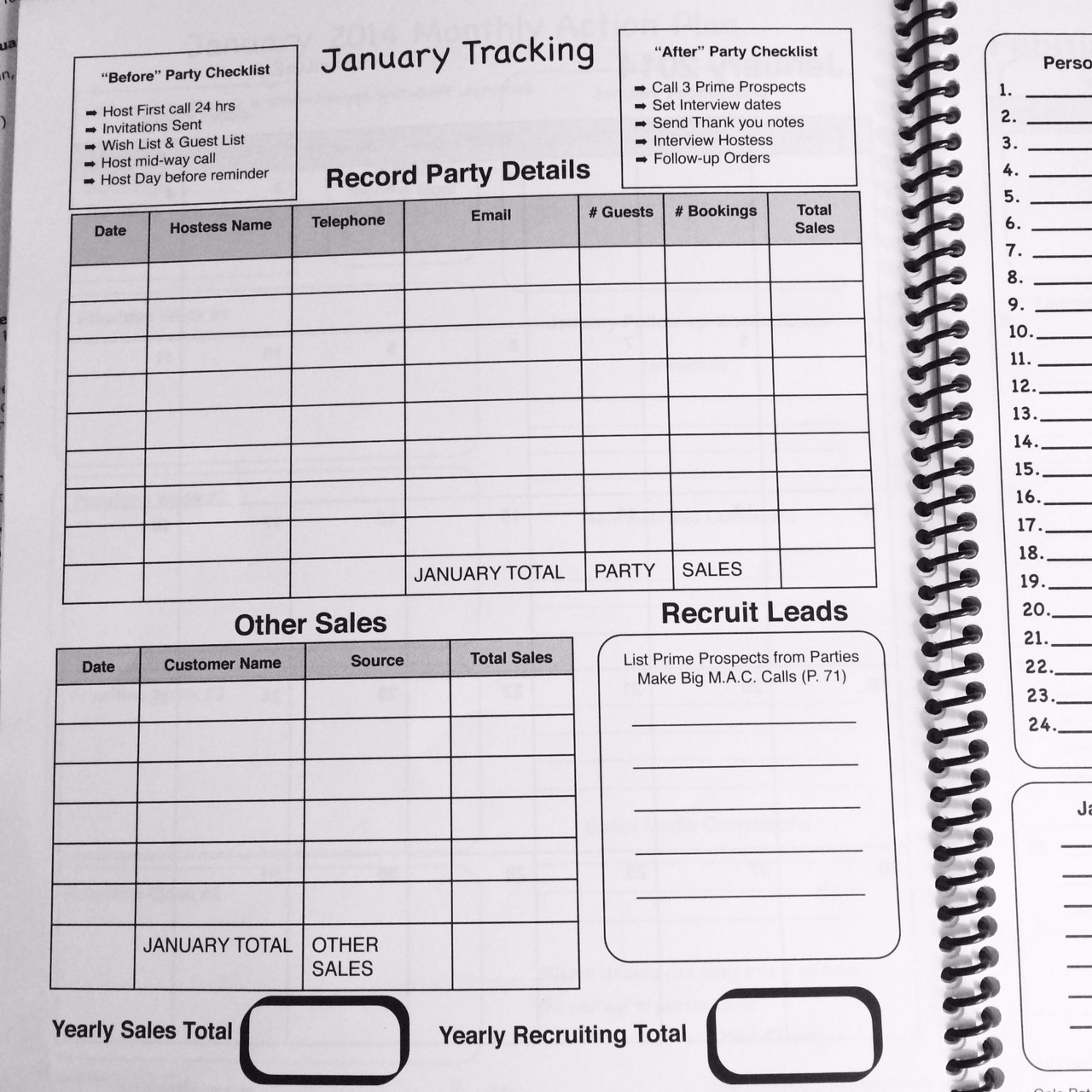 sample sales planner template