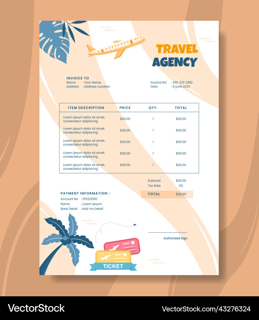 sample travel agency invoice template