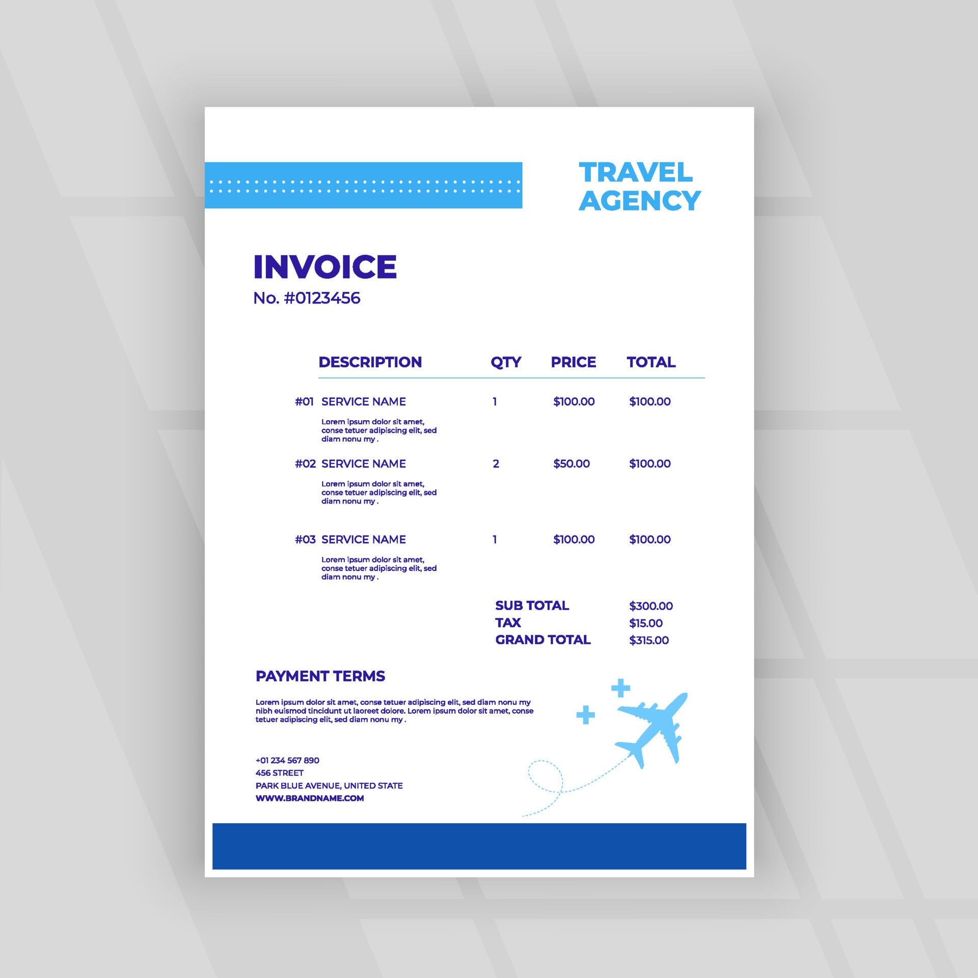 sample invoice for travel agency template