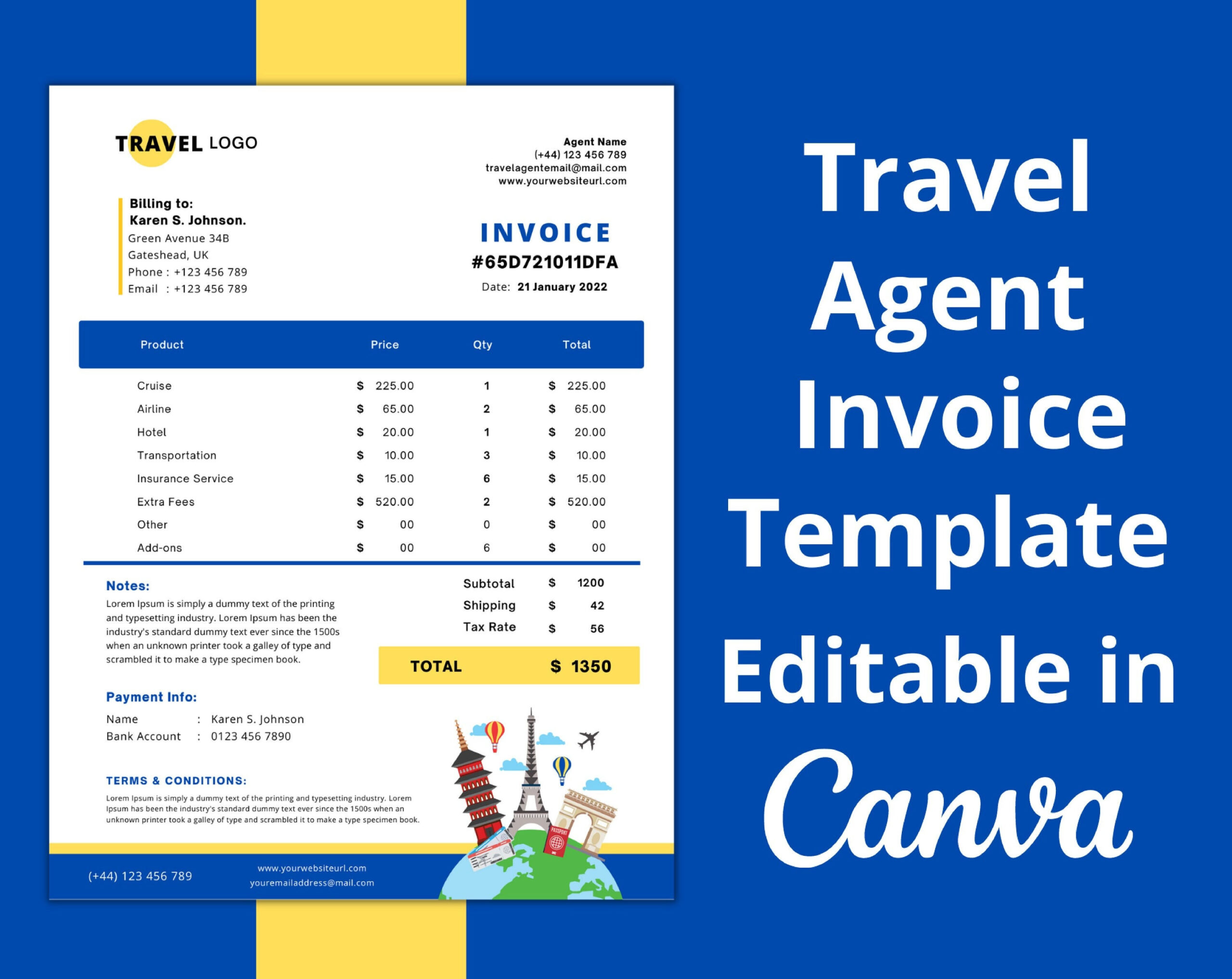 sample travel agency invoice template