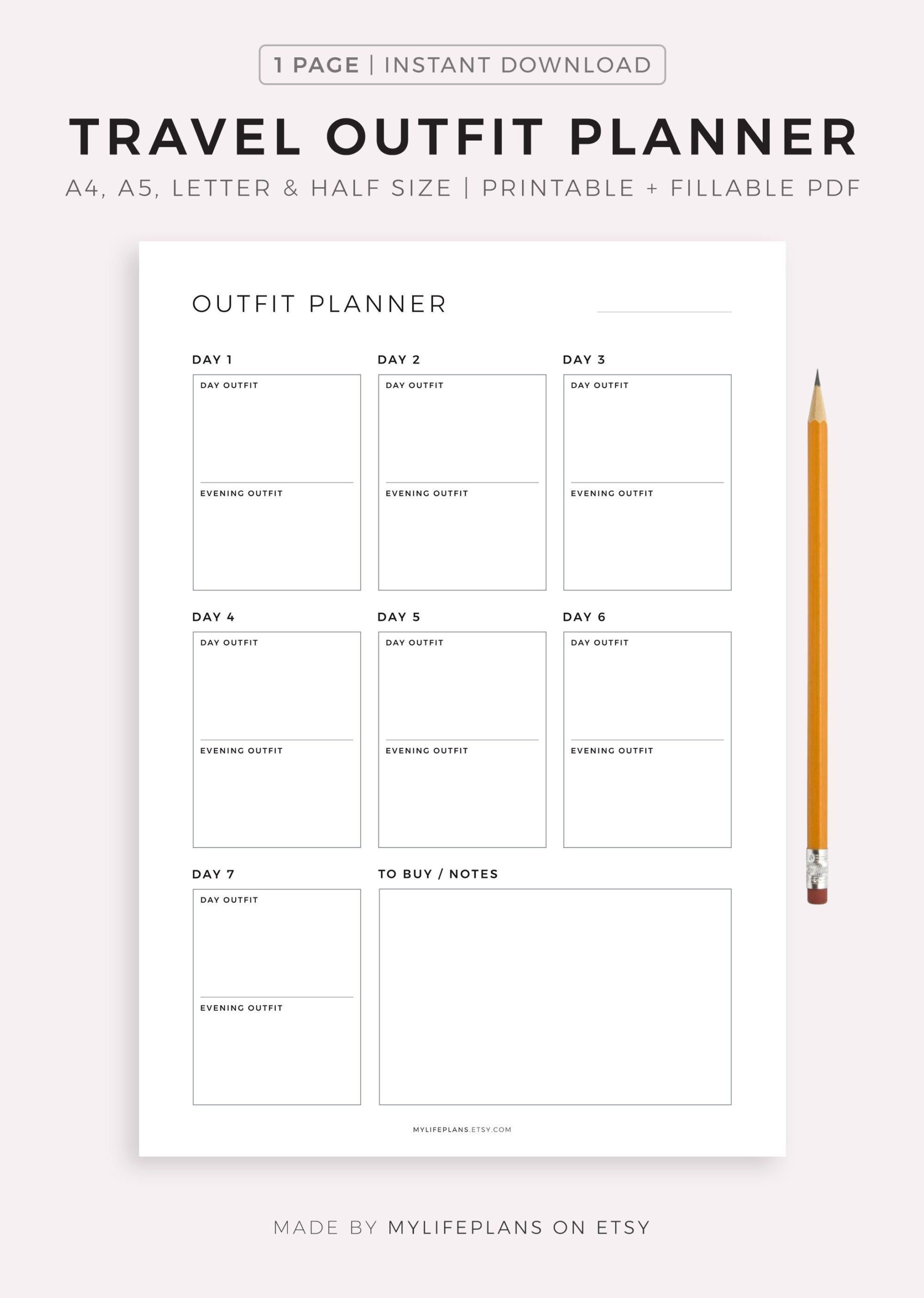 sample outfit planner template