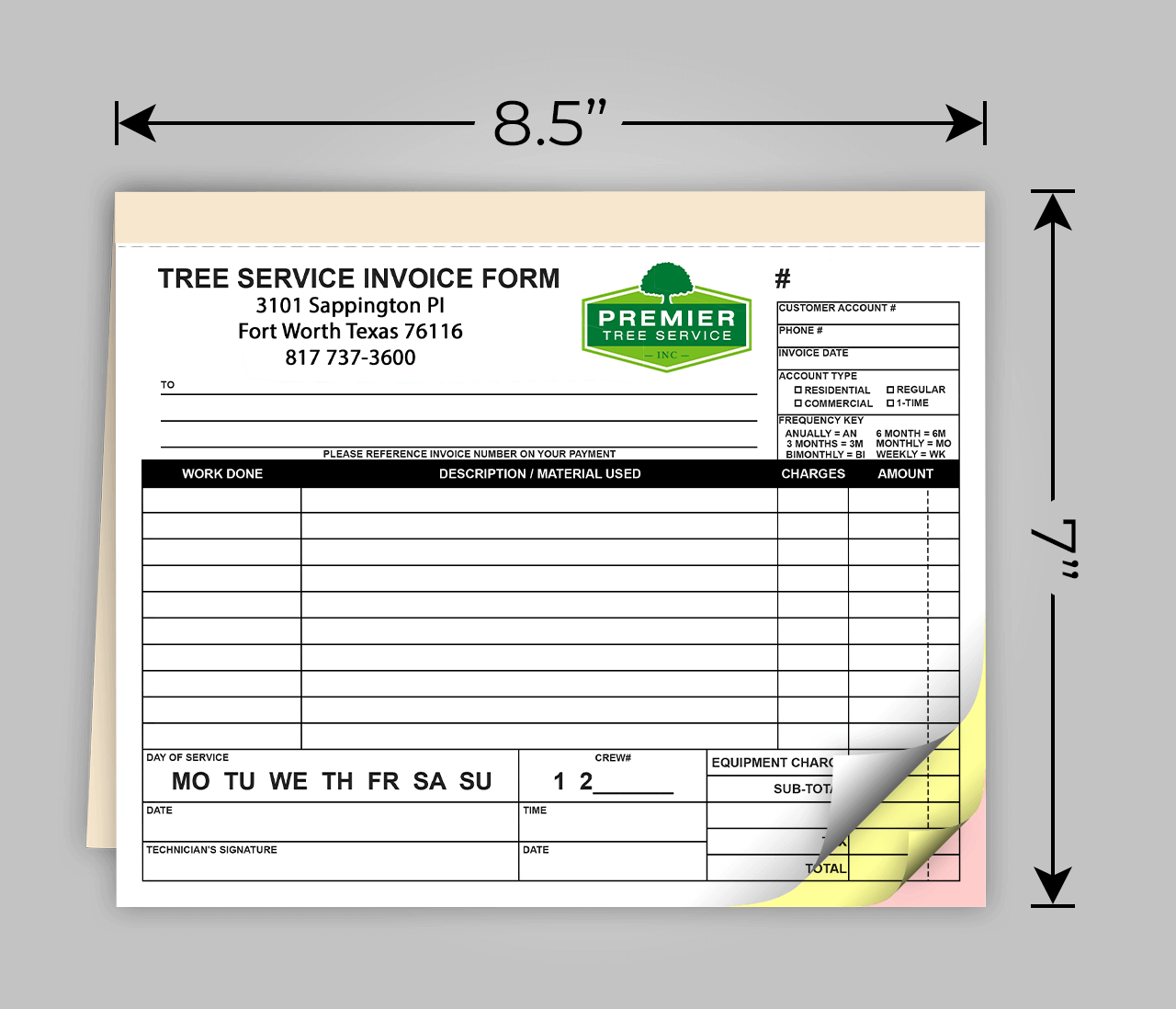 sample tree removal invoice template