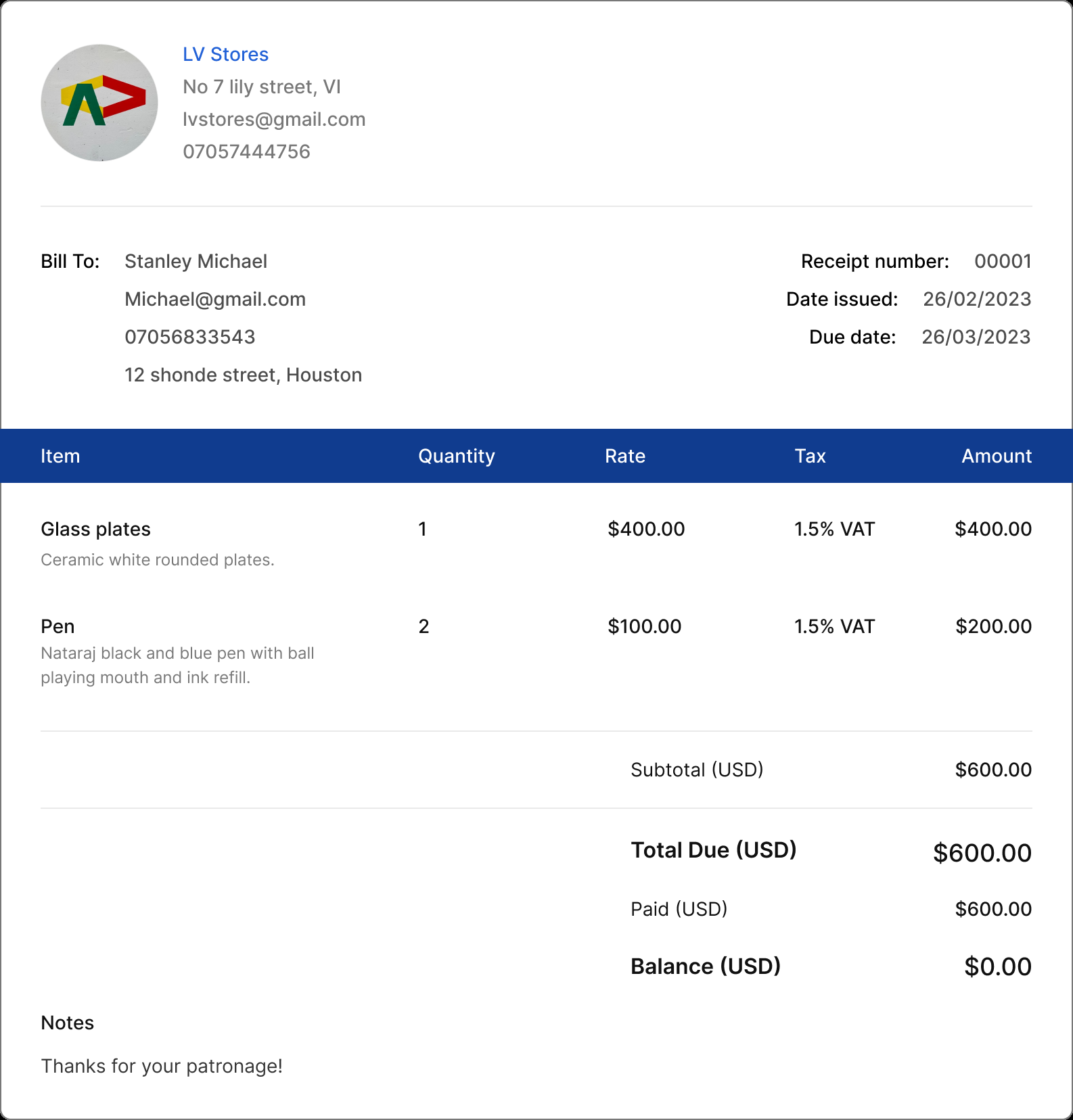 sample tree removal invoice template