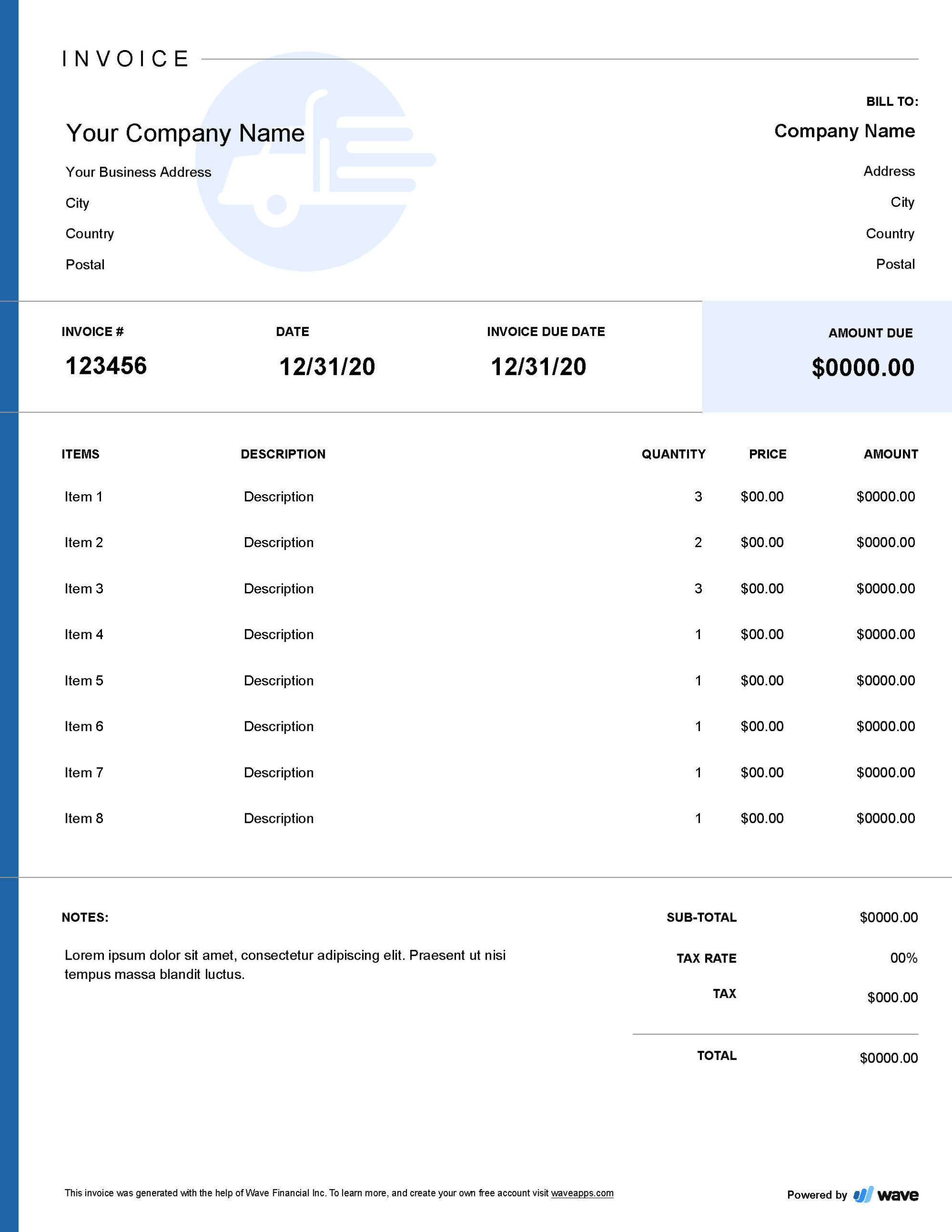 trucking company invoice template