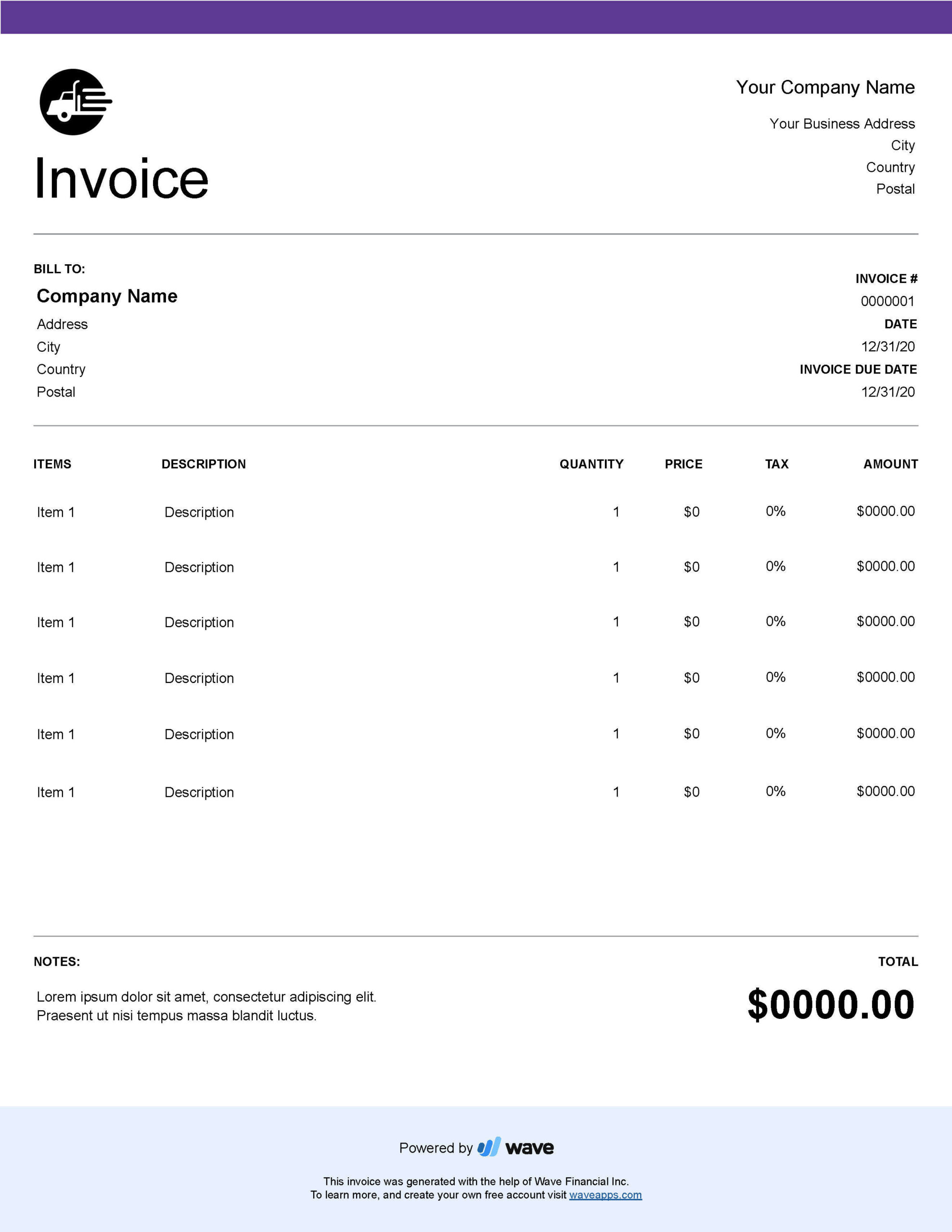 trucking company invoice template