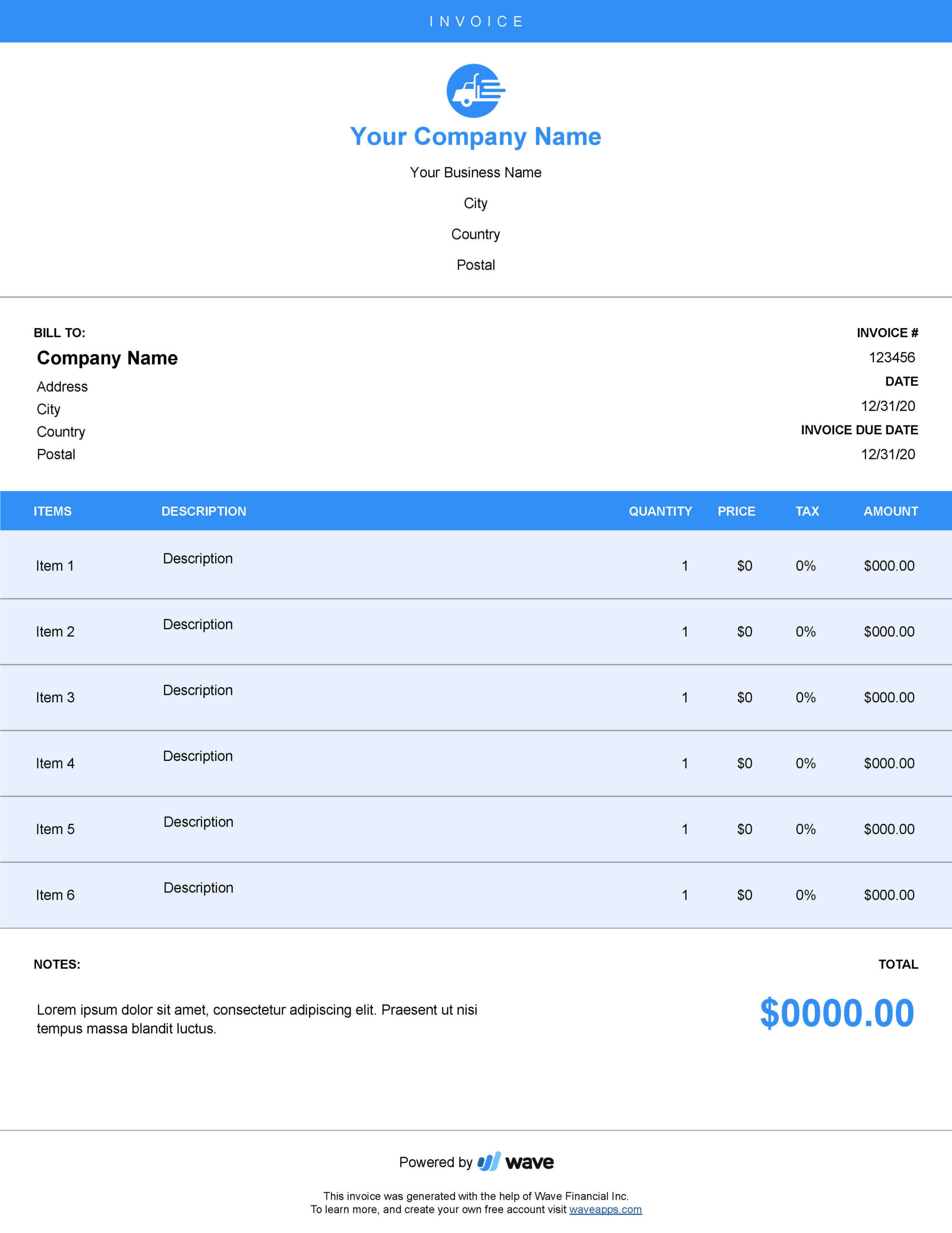 trucking company invoice template