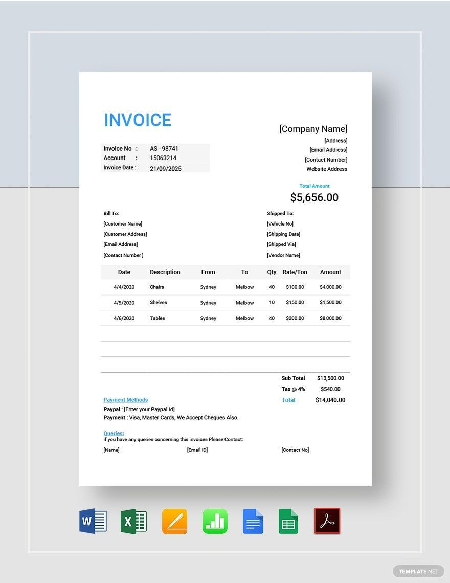 trucking company invoice template