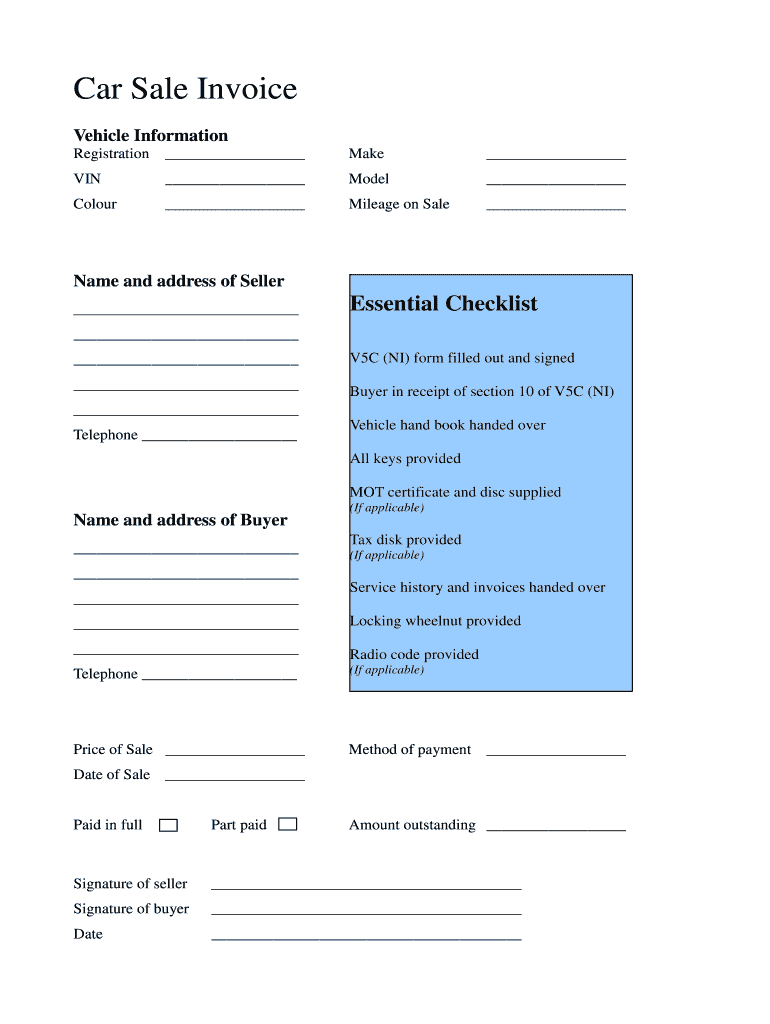 car sale invoice template