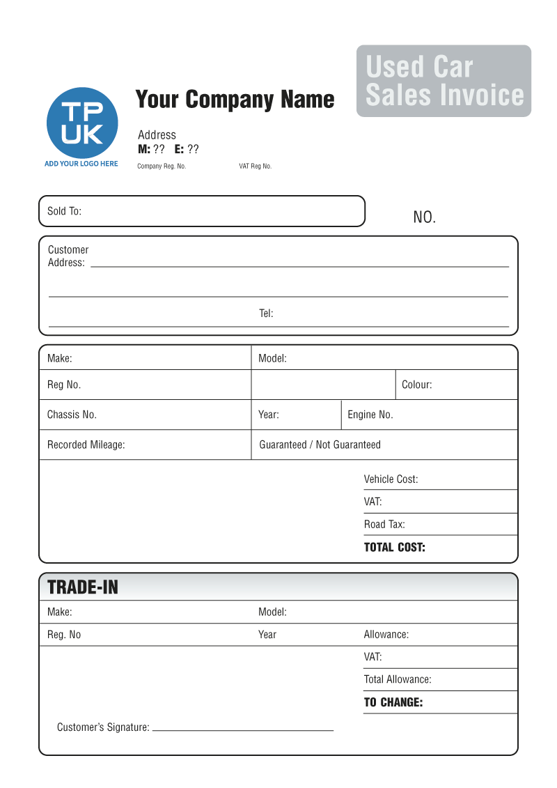 sample car invoice template