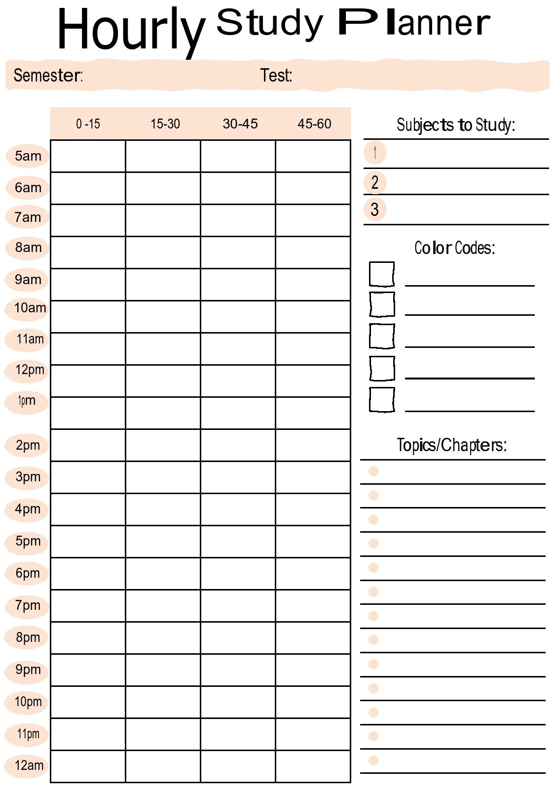 sample study planning template