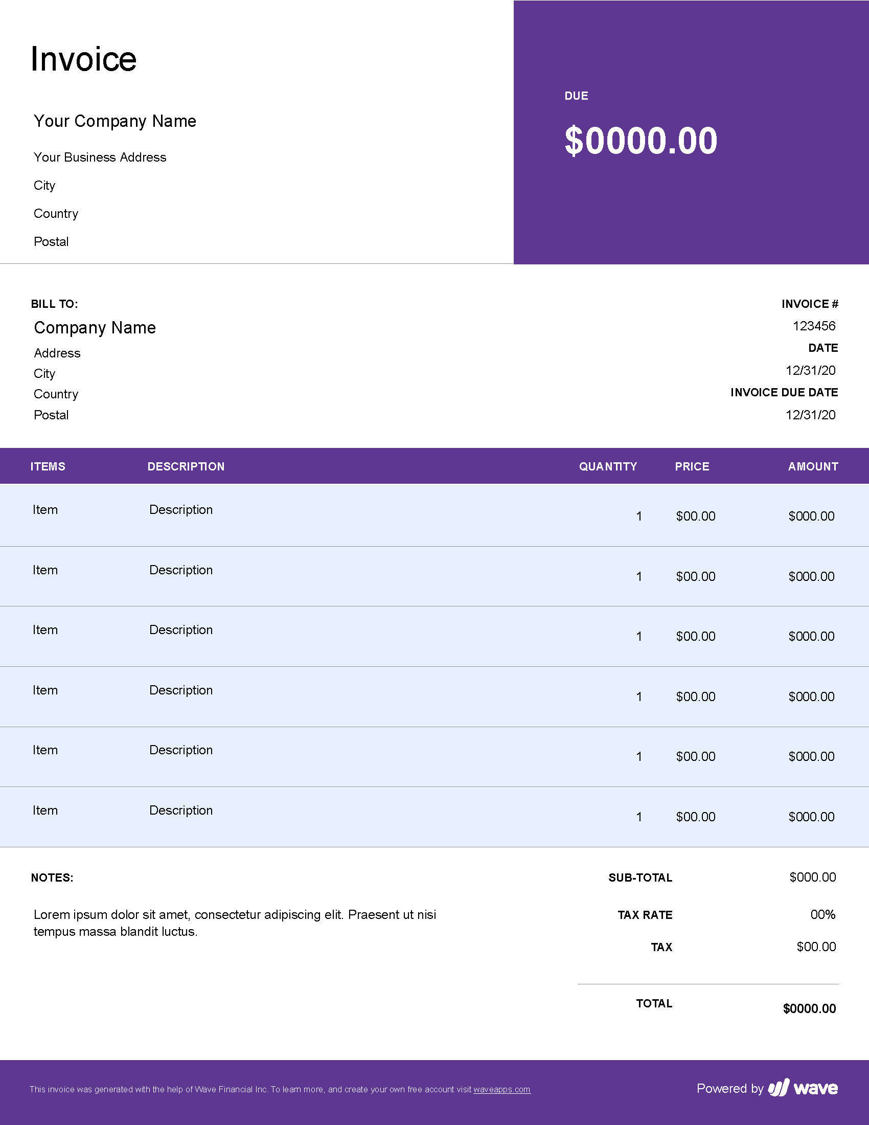 sample film invoice template