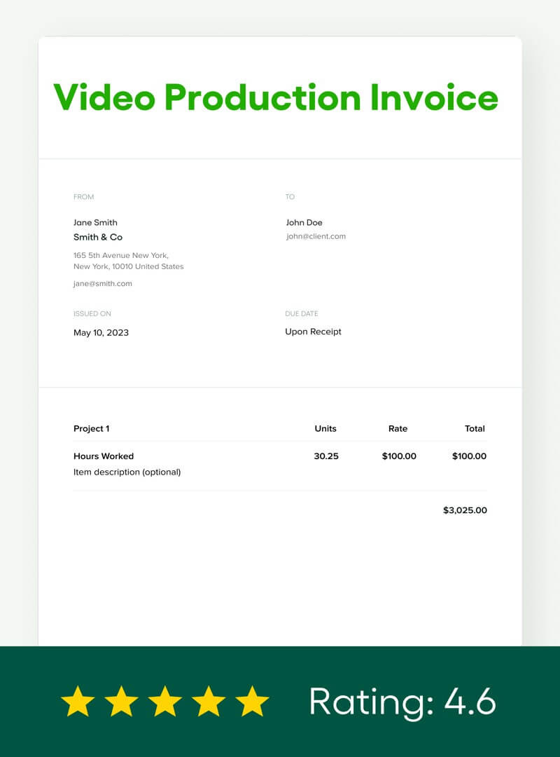 sample videographer invoice template