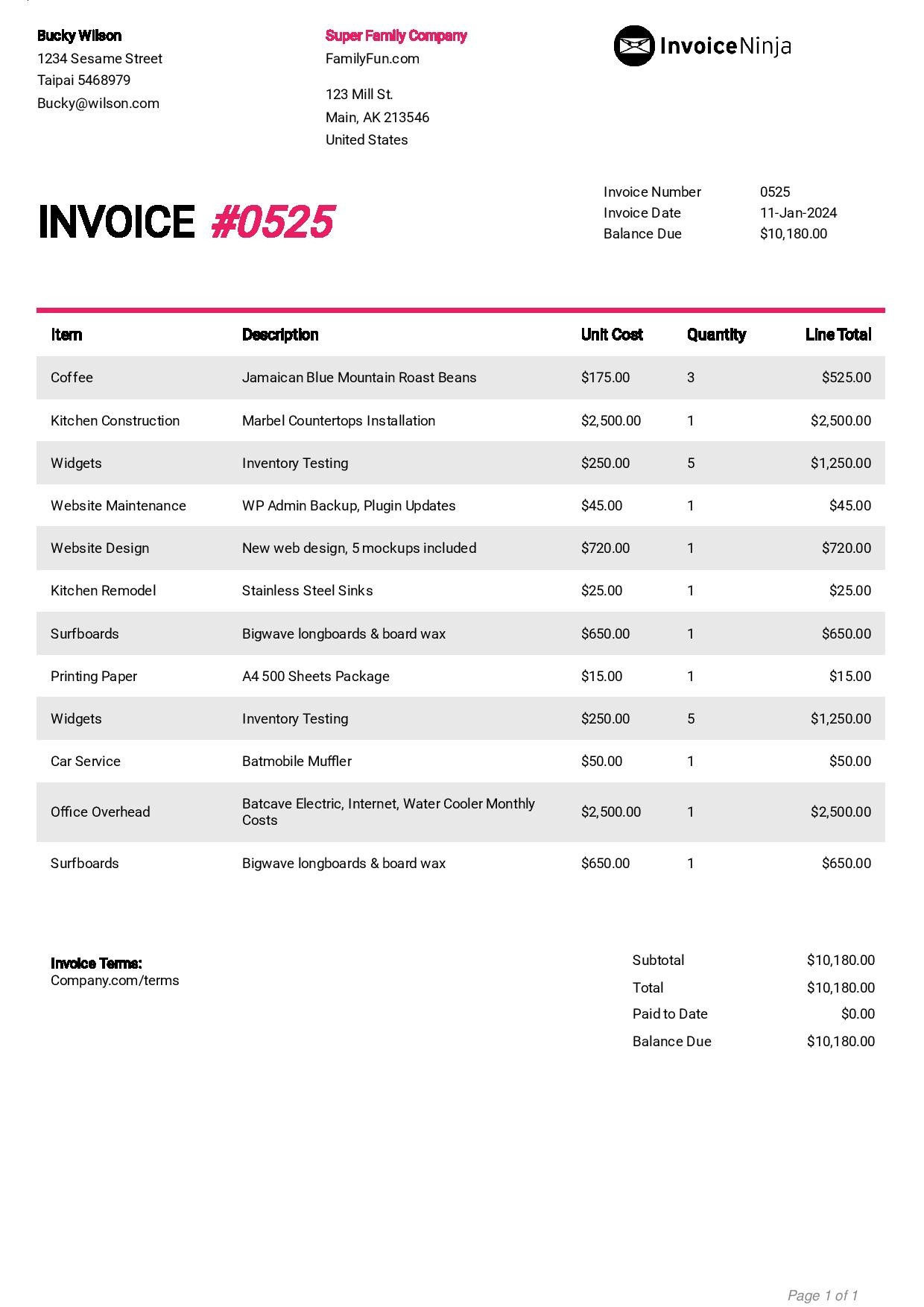 sample videographer invoice template