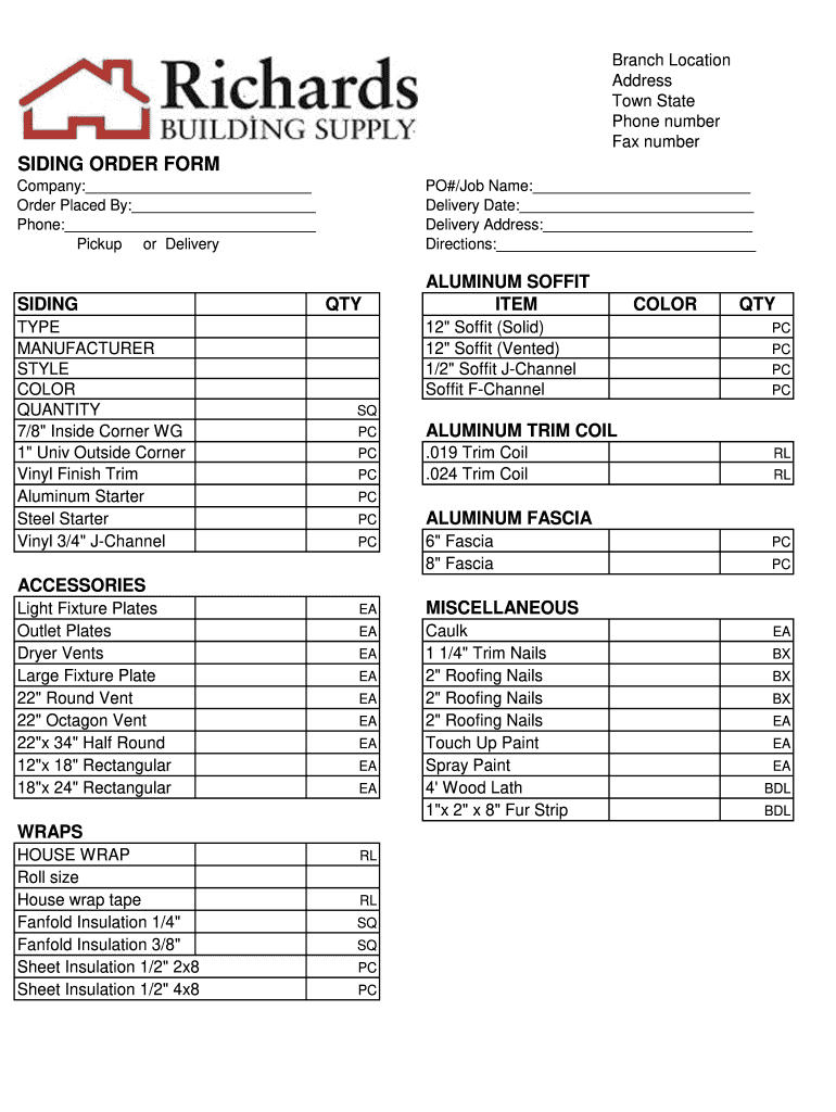 sample siding estimate template