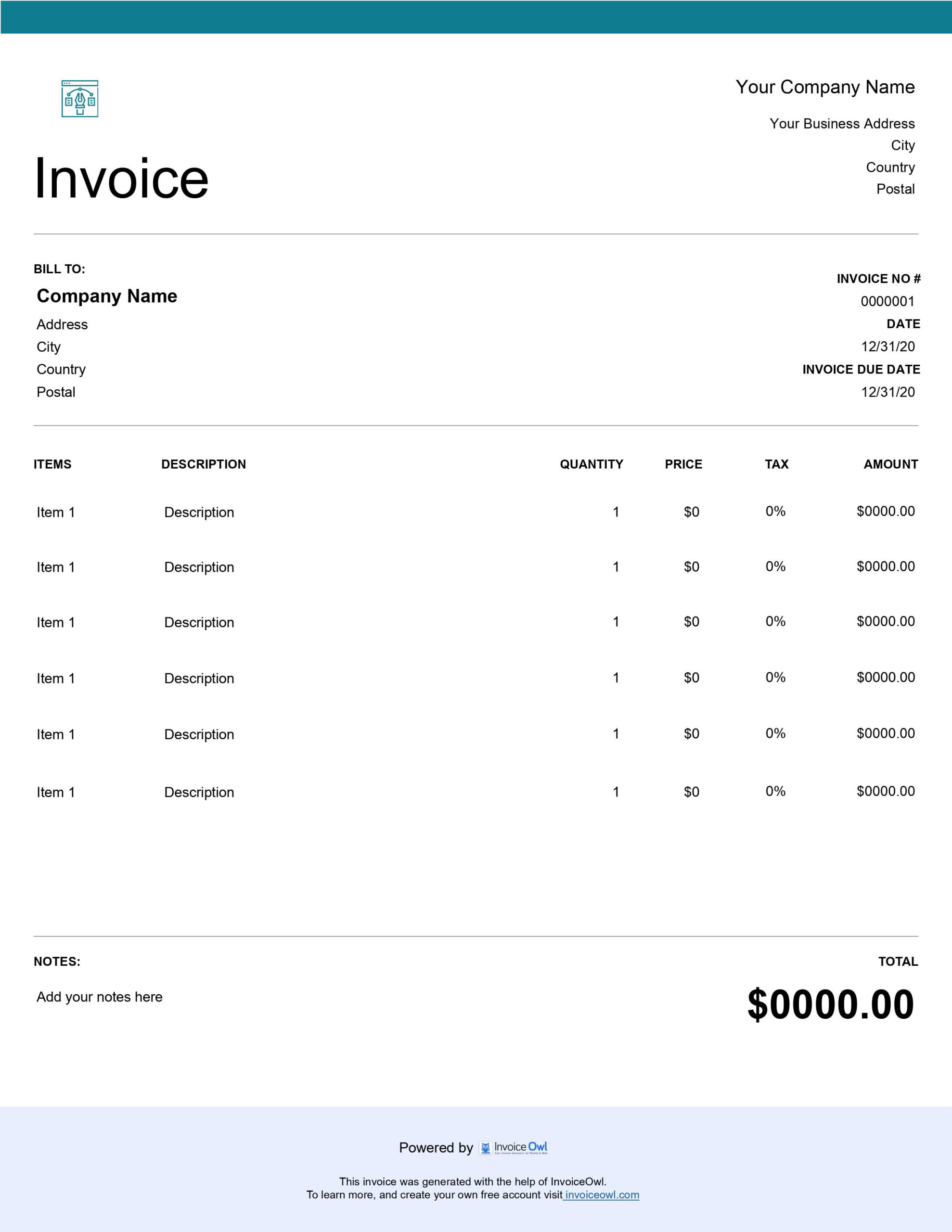 sample web designer invoice template