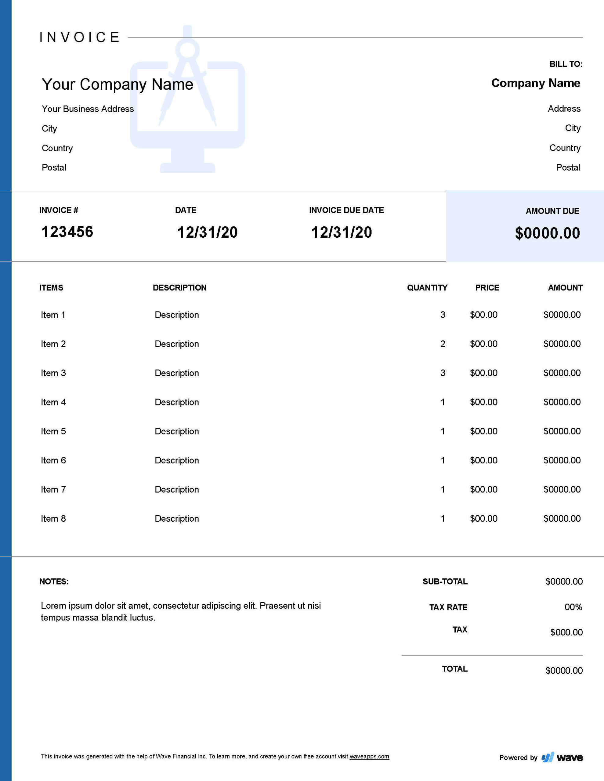 sample web designer invoice template