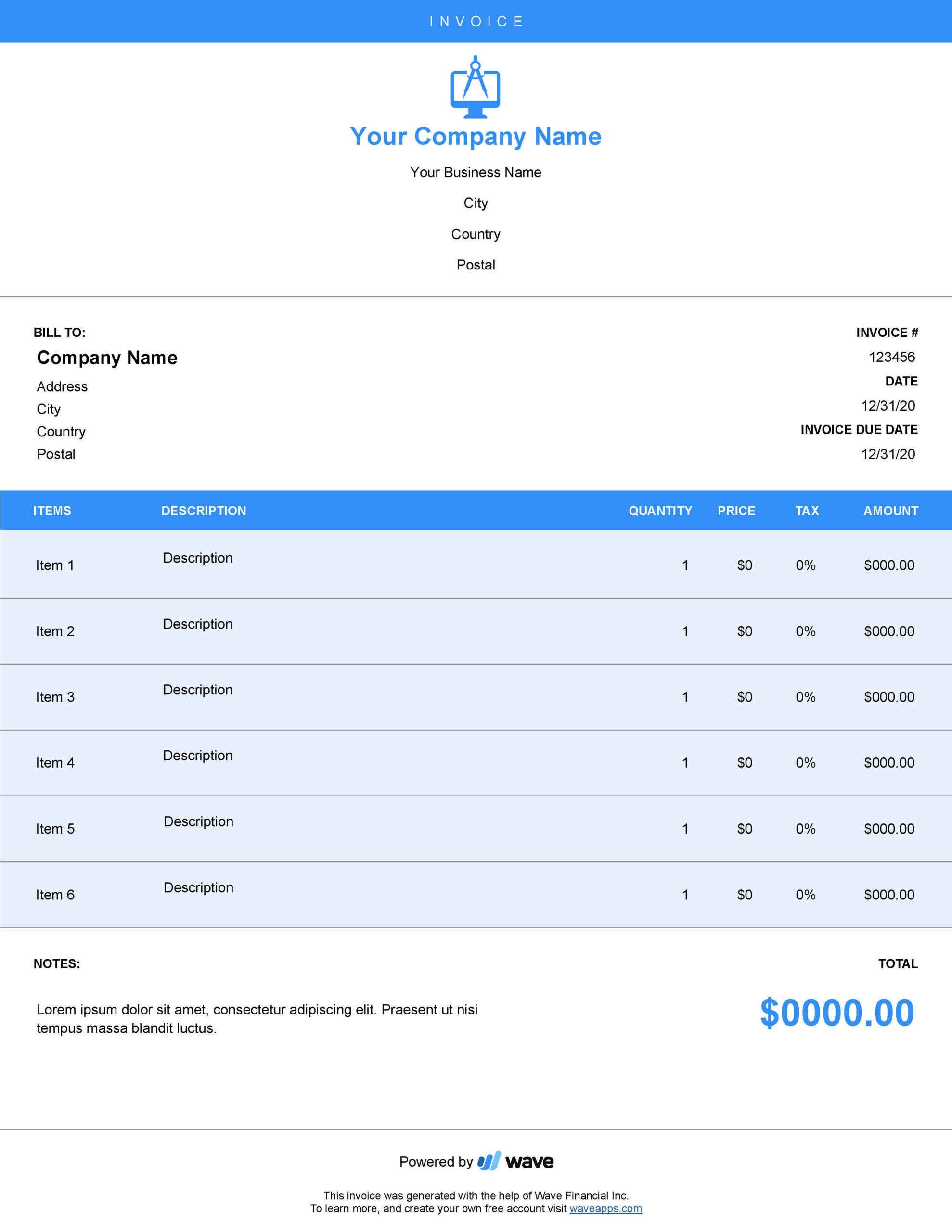 sample web designer invoice template